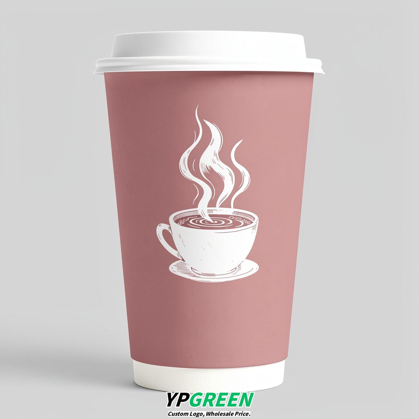 Dusty Pink Hot Coffee Icon Paper Cups - Disposable Steaming Coffee Design Dusty Pink Hot Coffee Icon Paper Cups - Disposable Steaming Coffee Design
