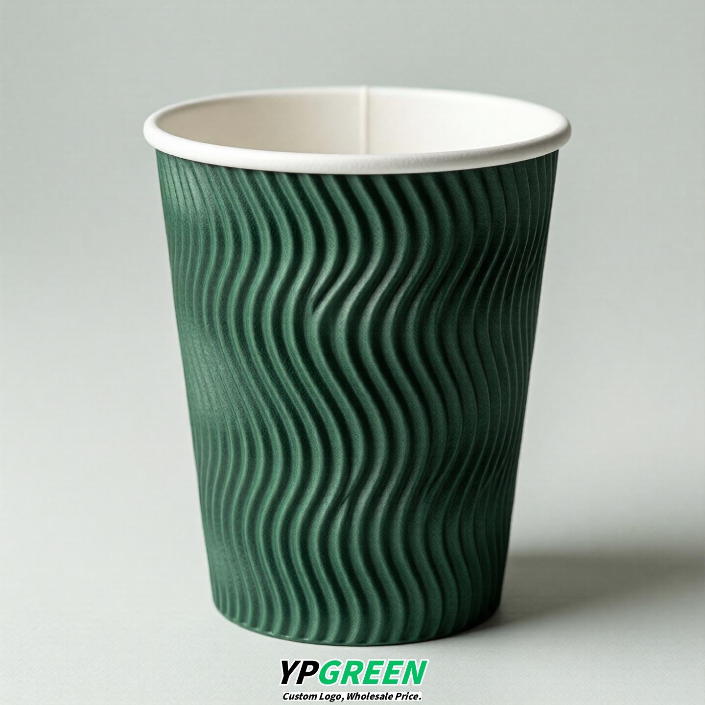 Emerald Green Embossed Paper Cups 10oz/12oz/16oz/20oz/22oz