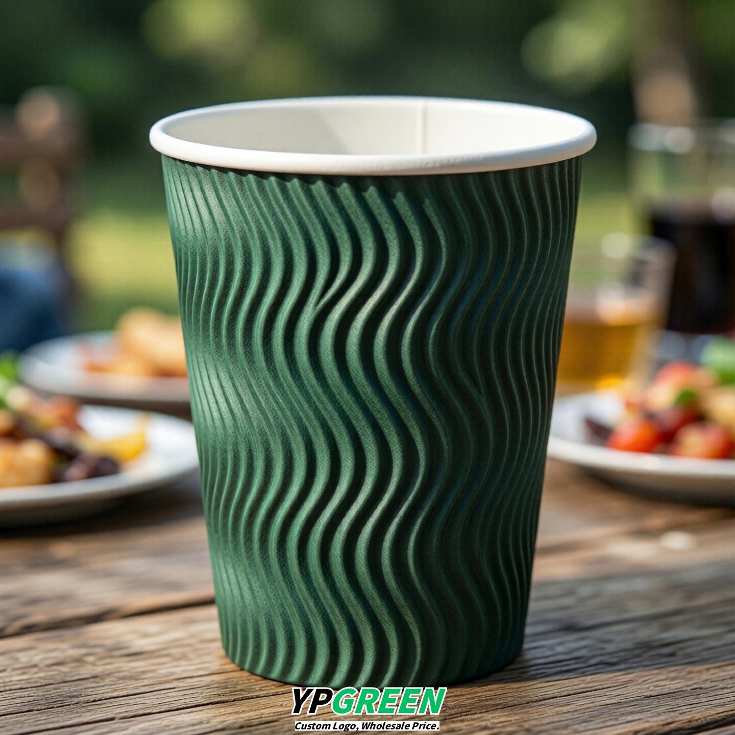 Emerald Green Embossed Paper Cups 10oz/12oz/16oz/20oz/22oz