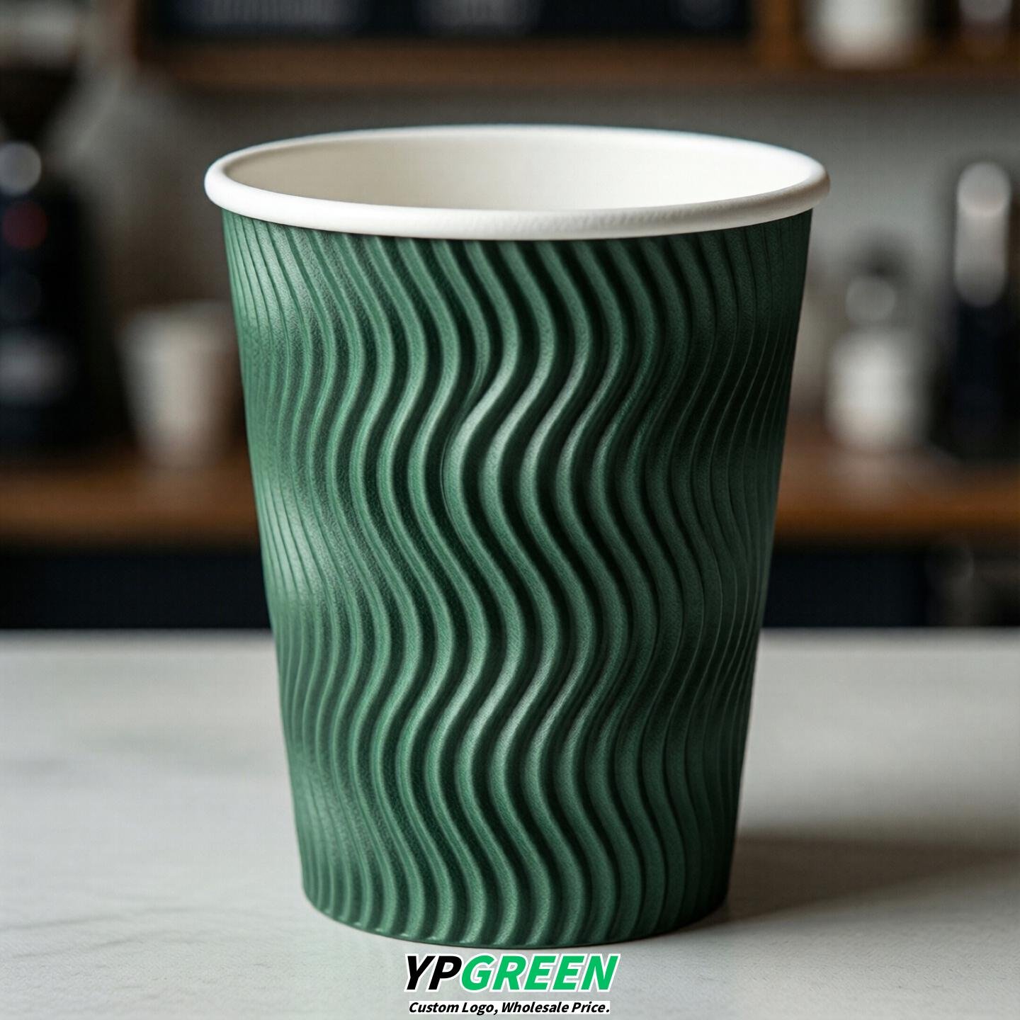 Emerald Green Embossed Paper Cups 10oz/12oz/16oz/20oz/22oz