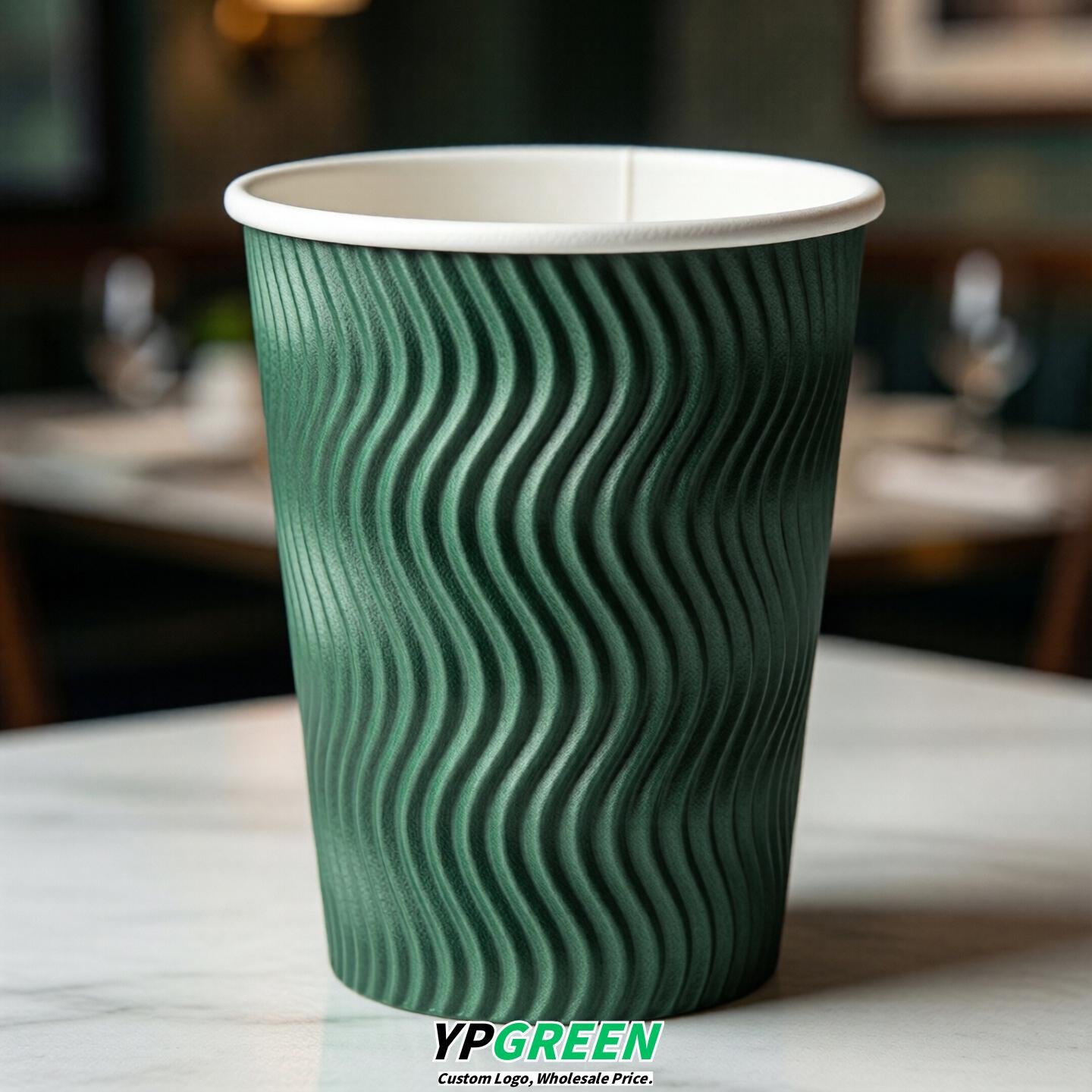 Emerald Green Embossed Paper Cups 10oz/12oz/16oz/20oz/22oz
