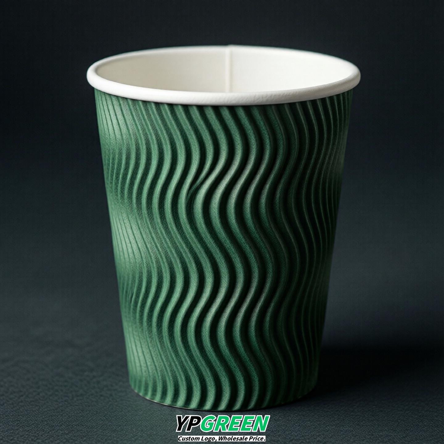 Emerald Green Embossed Paper Cups 10oz/12oz/16oz/20oz/22oz