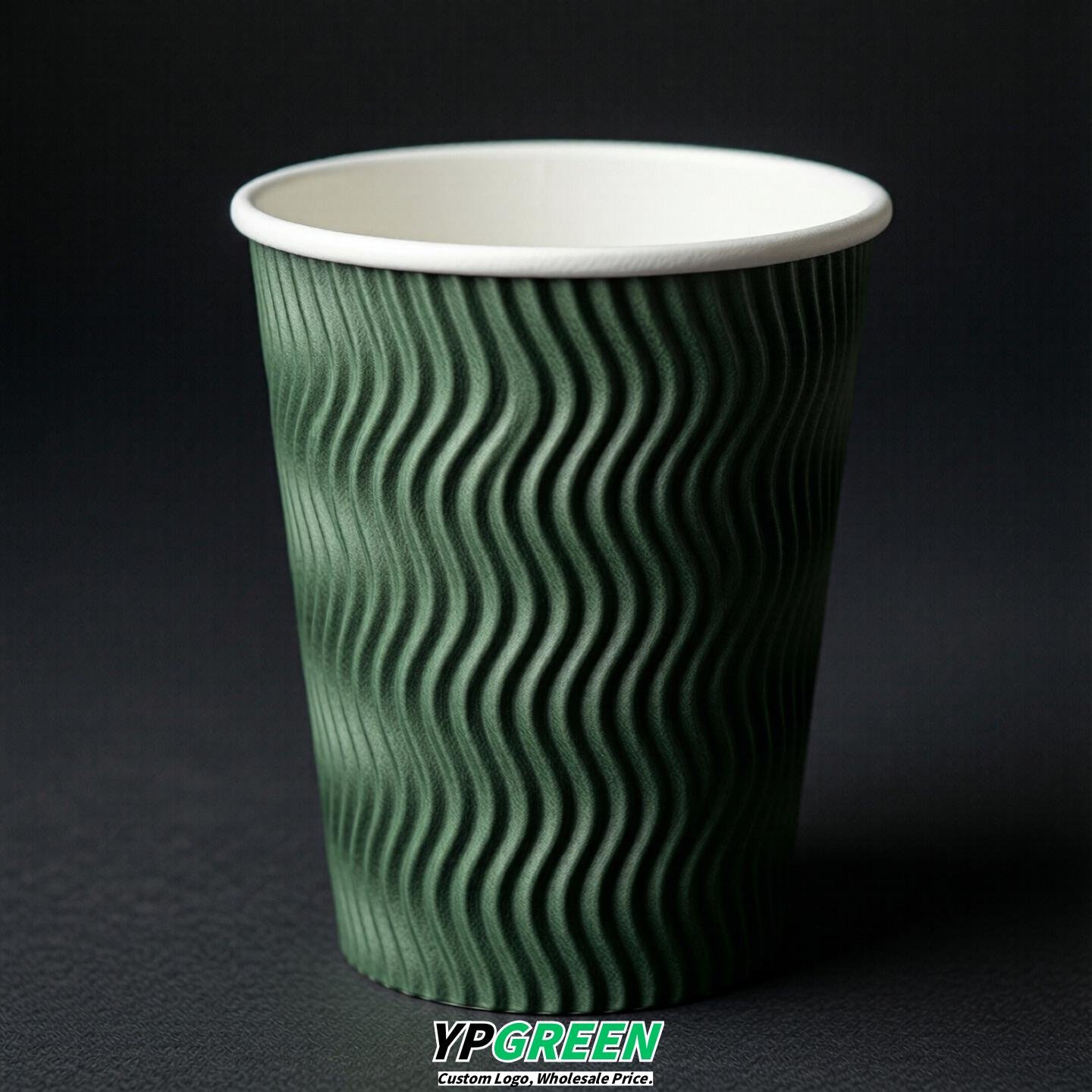 Forest Green Embossed Paper Cups 10oz/12oz/16oz/20oz/22oz