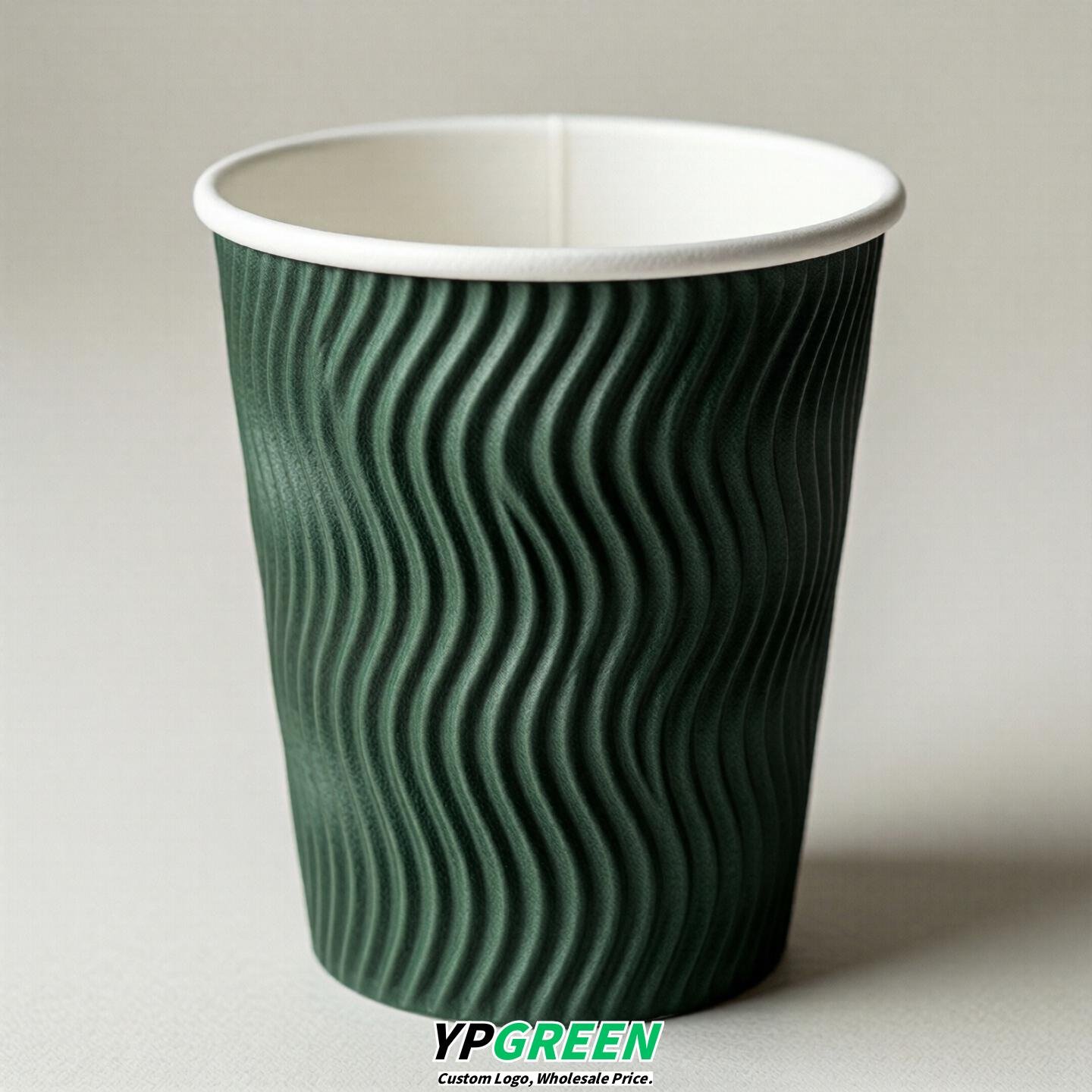 Forest Green Embossed Paper Cups 10oz/12oz/16oz/20oz/22oz