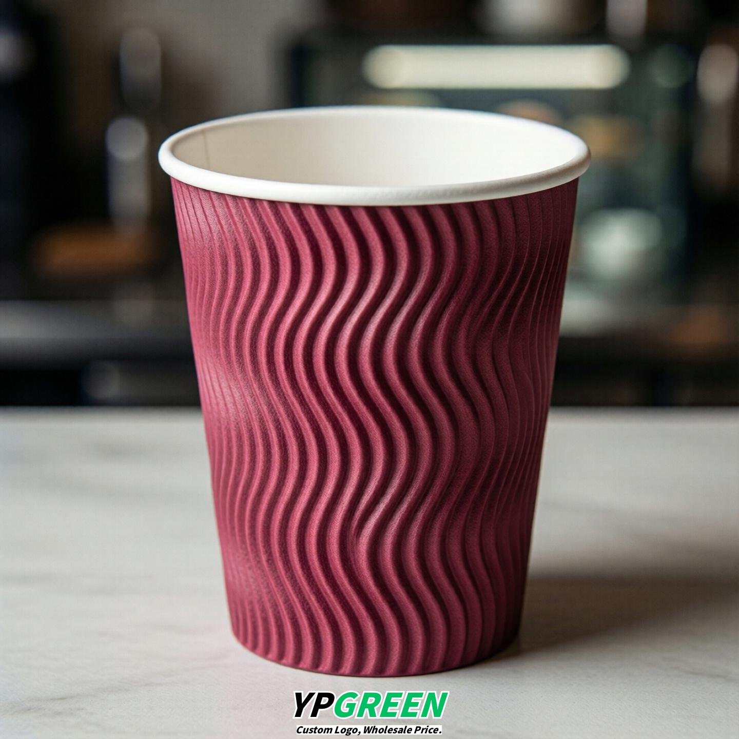 Fuchsia Embossed Paper Cups 10oz/12oz/16oz/20oz/22oz