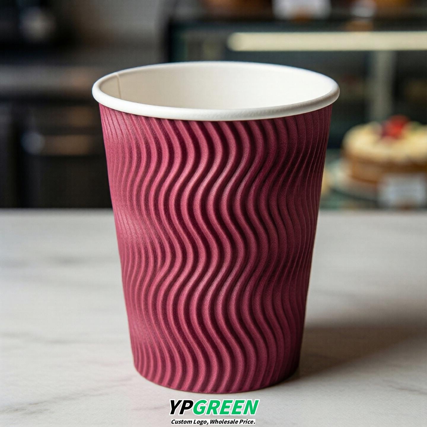 Fuchsia Embossed Paper Cups 10oz/12oz/16oz/20oz/22oz