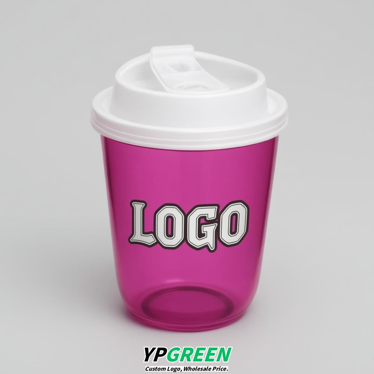 Fuchsia U Shape Cups with Lid - Custom Logo PP & PET Plastic Disposable