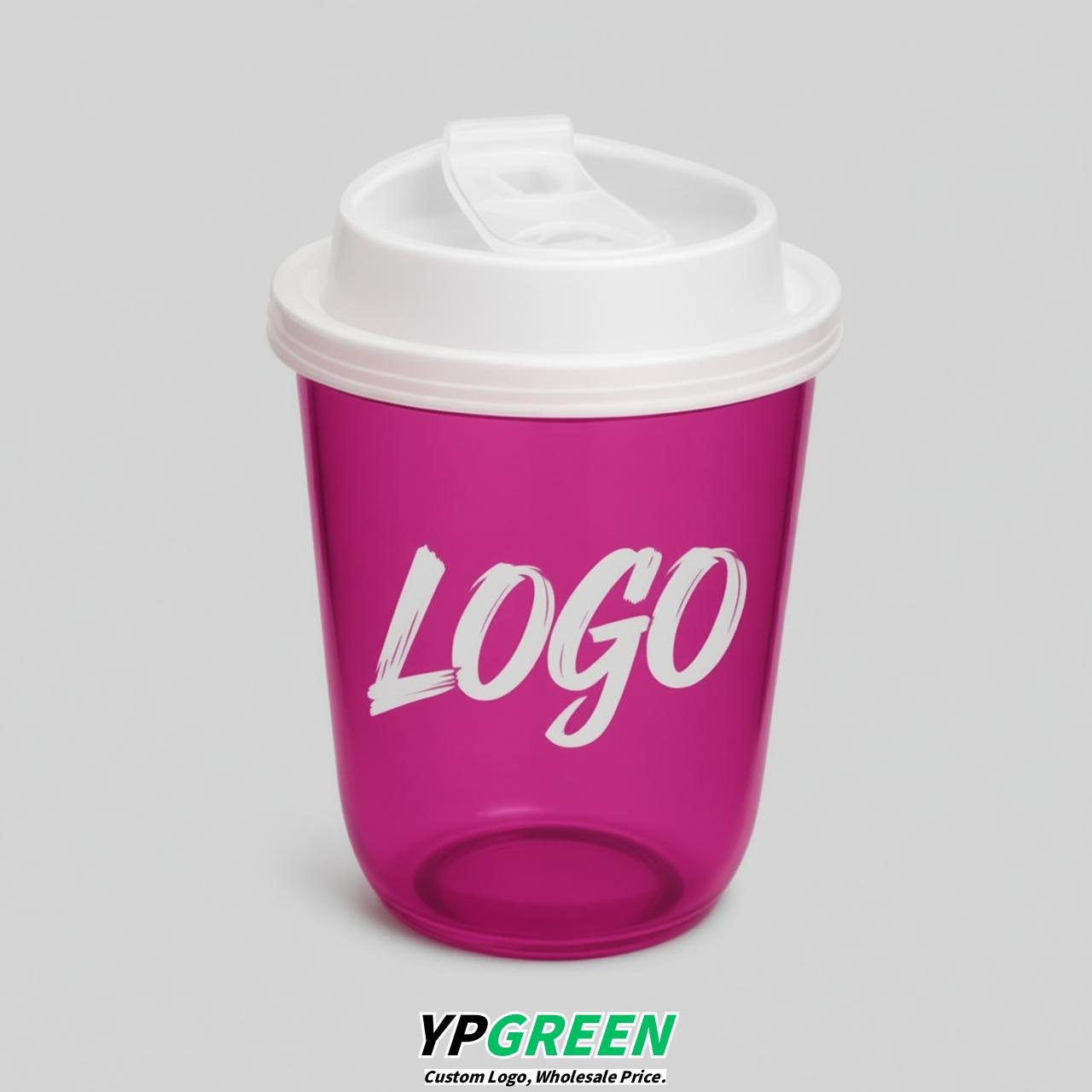 Fuchsia U Shape Cups with Lid - Custom Logo PP & PET Plastic Disposable