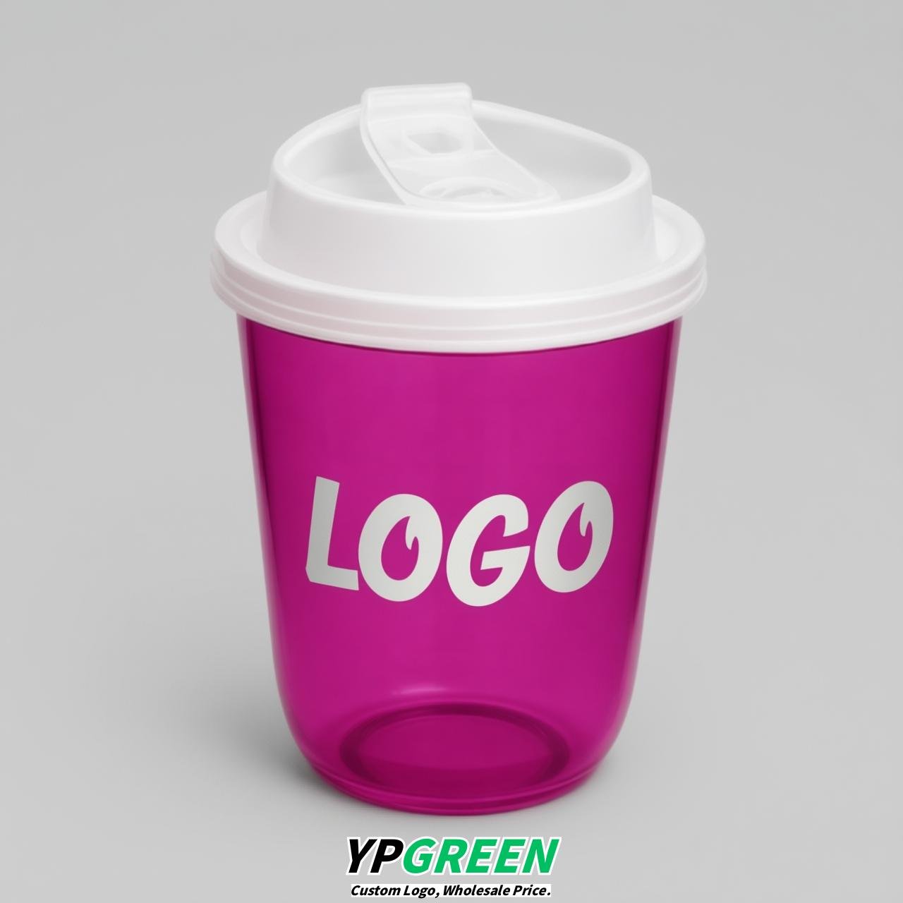 Fuchsia U Shape Cups with Lid - Custom Logo PP & PET Plastic Disposable