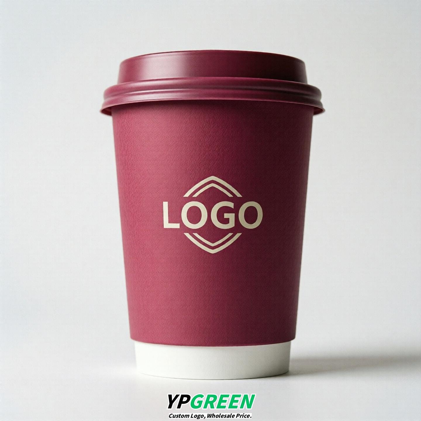 Fuchsia Custom Logo Paper Cups: 8-24oz & Double Wall