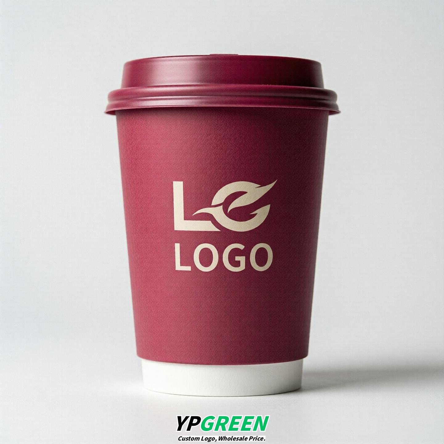 Fuchsia Custom Logo Paper Cups: 8-24oz & Double Wall