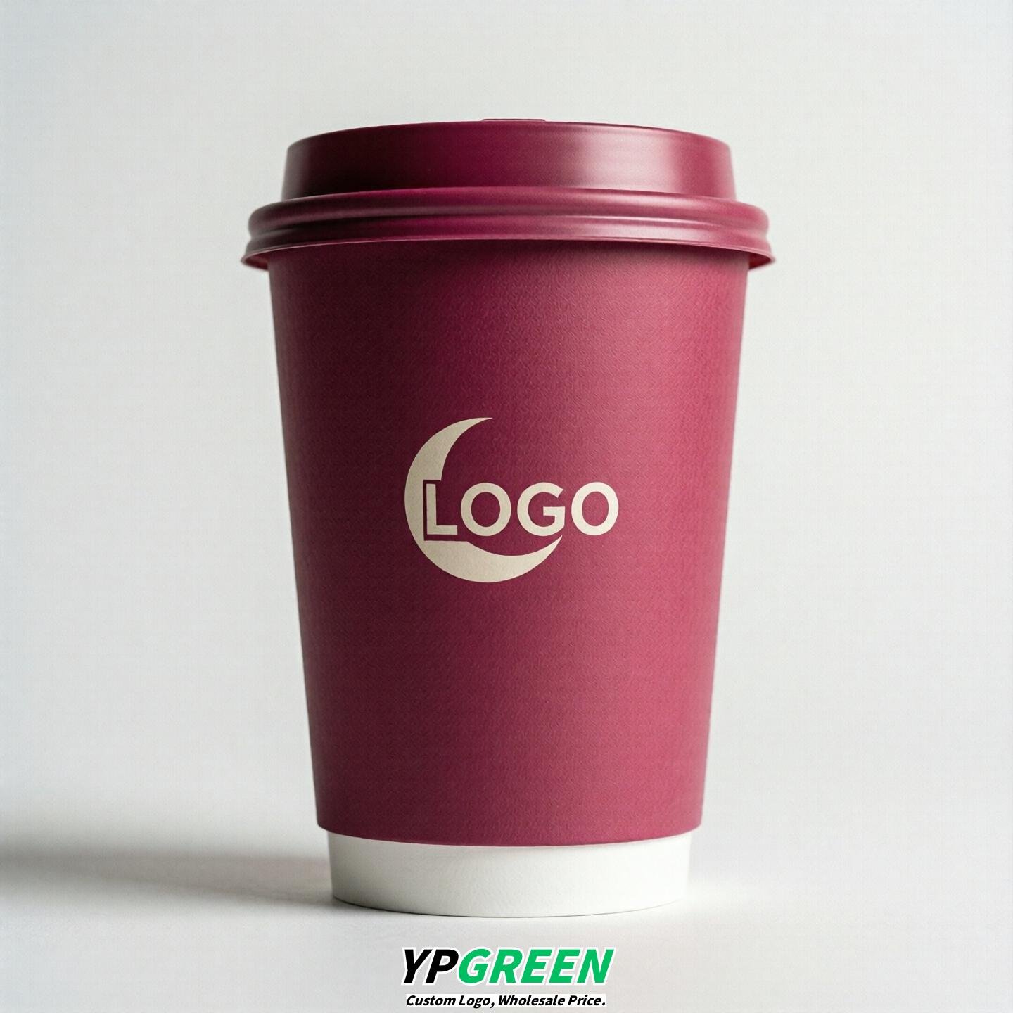 Fuchsia Custom Logo Paper Cups: 8-24oz & Double Wall