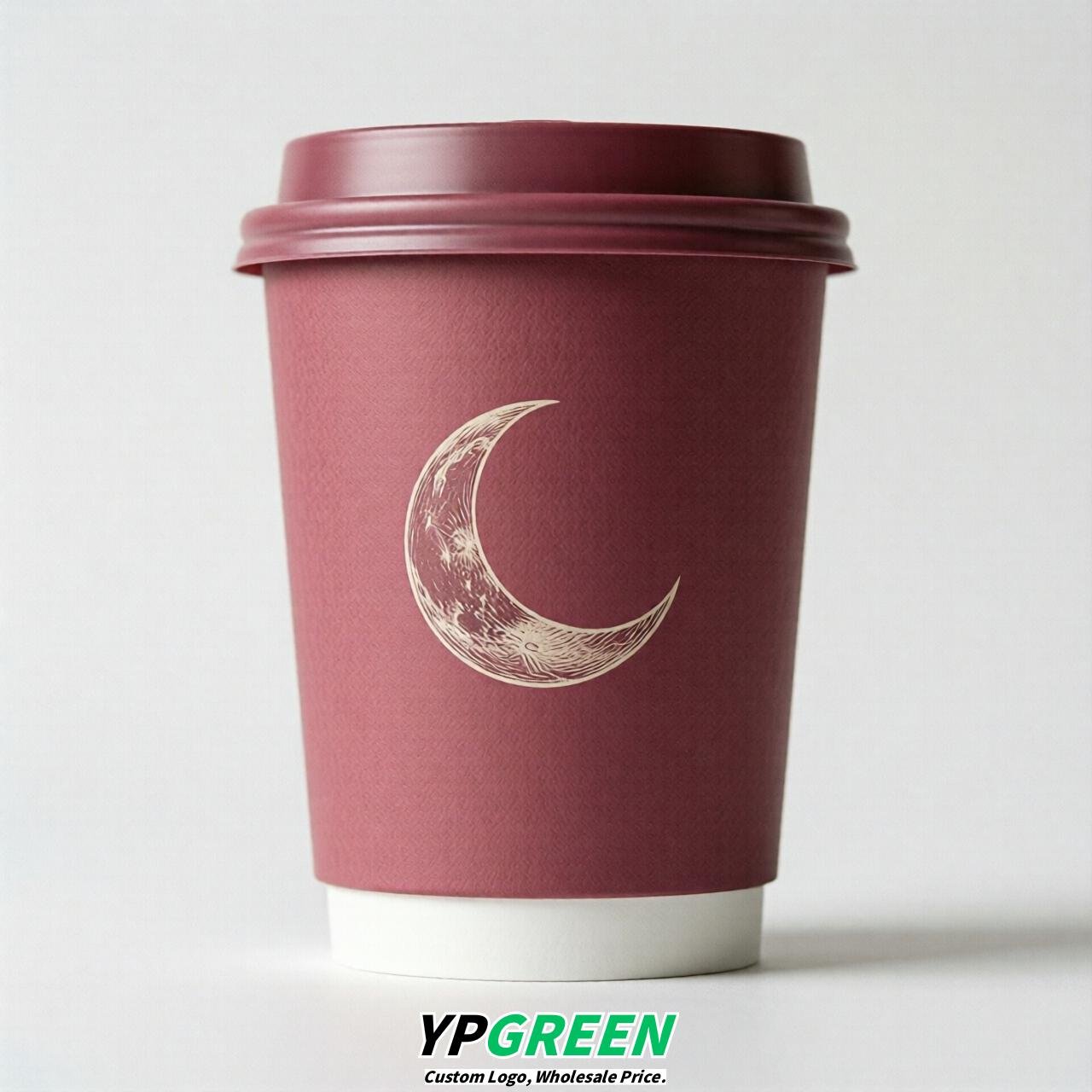 Fuchsia Moon Paper Cups with Lids 8-24oz