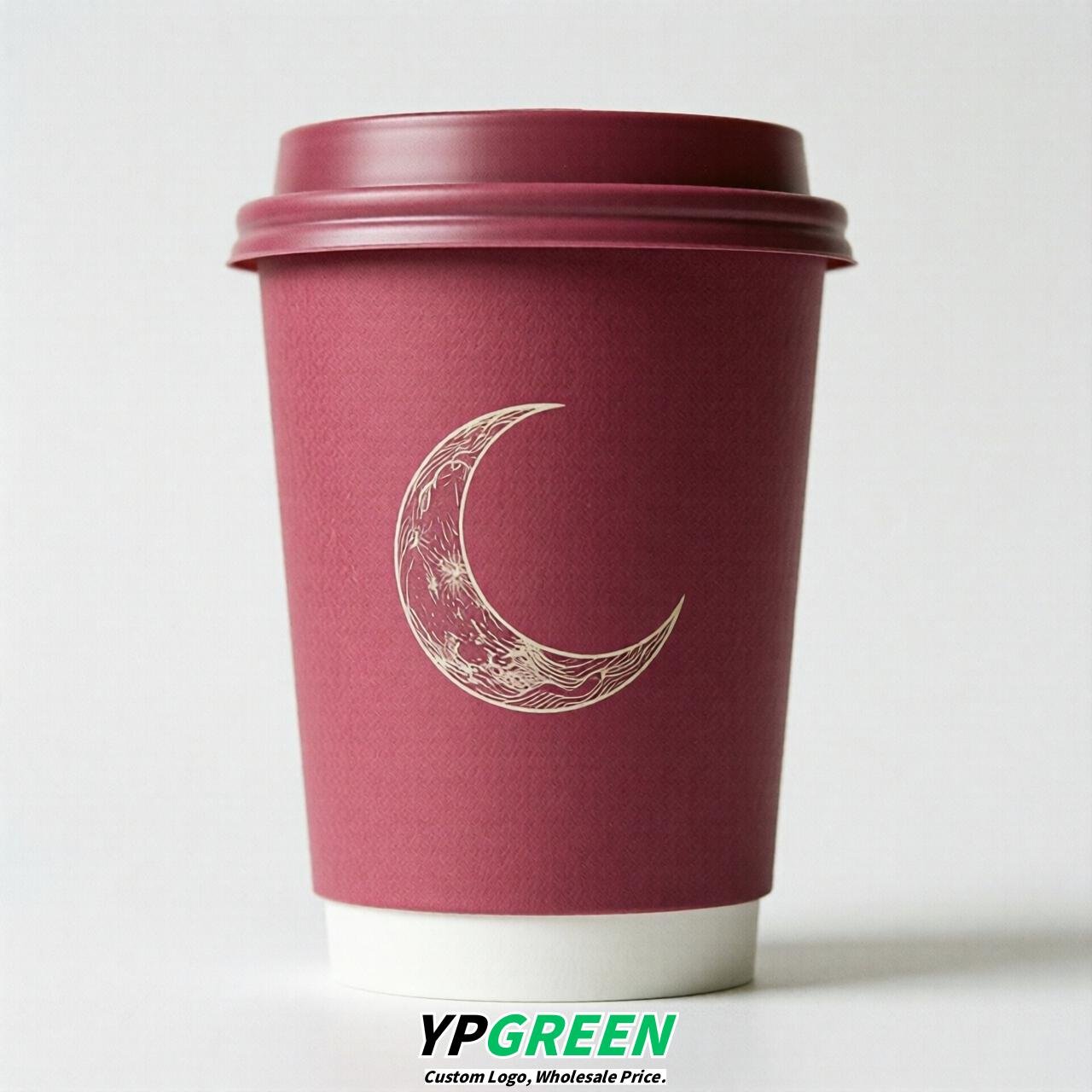 Fuchsia Moon Paper Cups with Lids 8-24oz