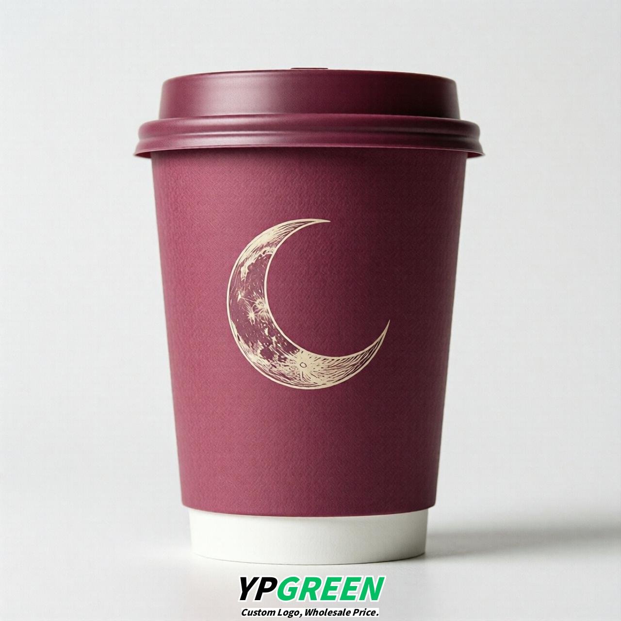 Fuchsia Moon Paper Cups with Lids 8-24oz