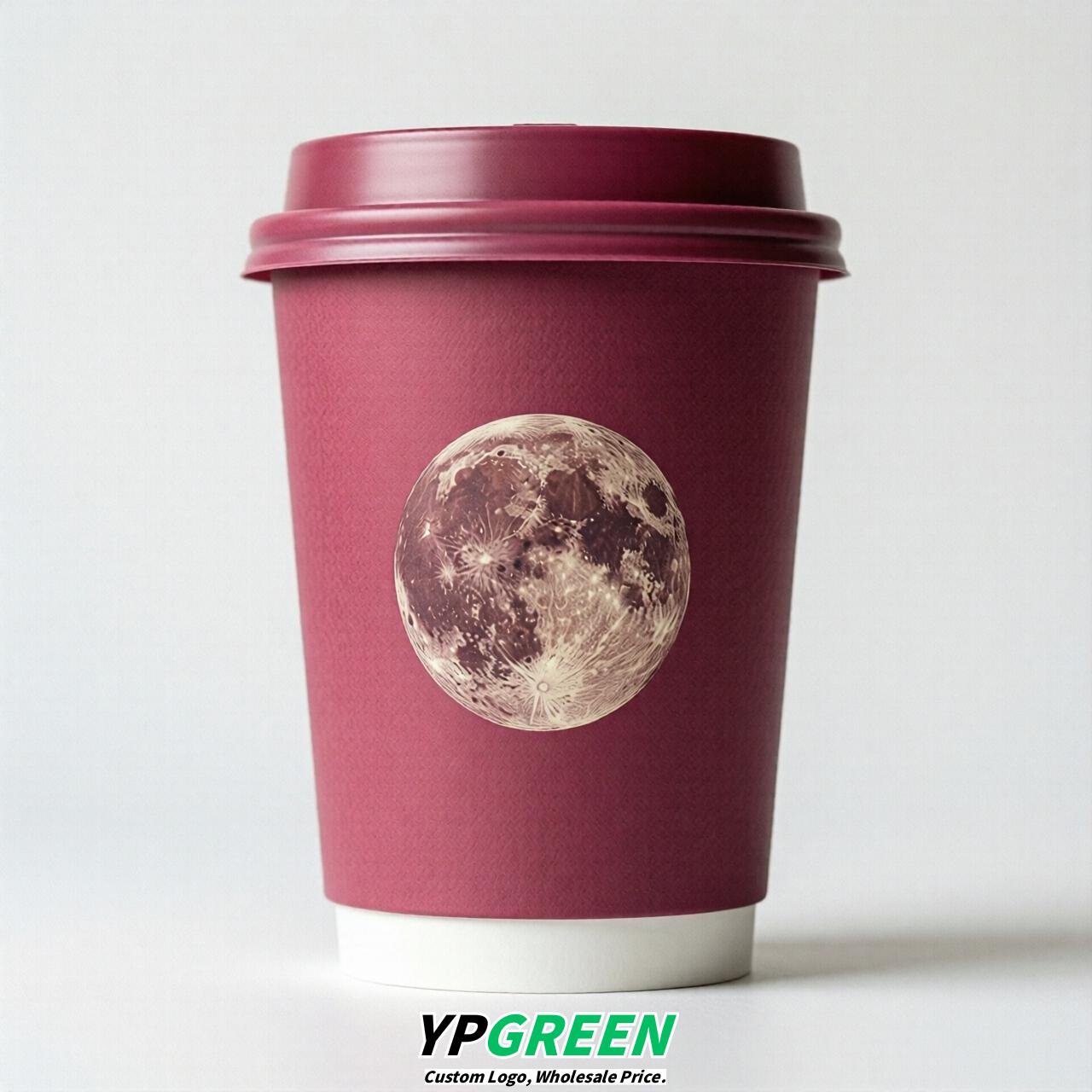 Fuchsia Moon Paper Cups with Lids 8-24oz