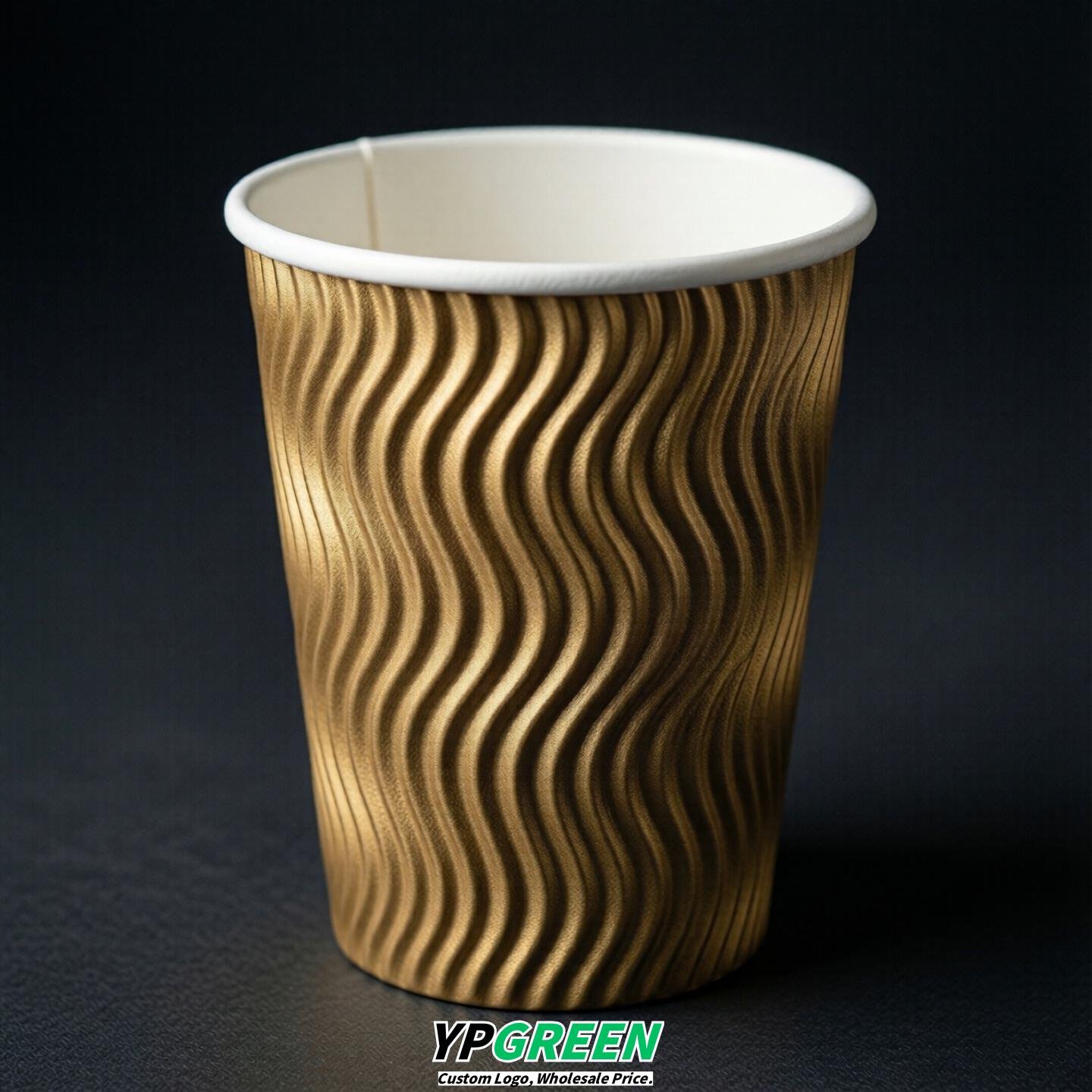 Gold Embossed Paper Cups 10oz/12oz/16oz/20oz/22oz