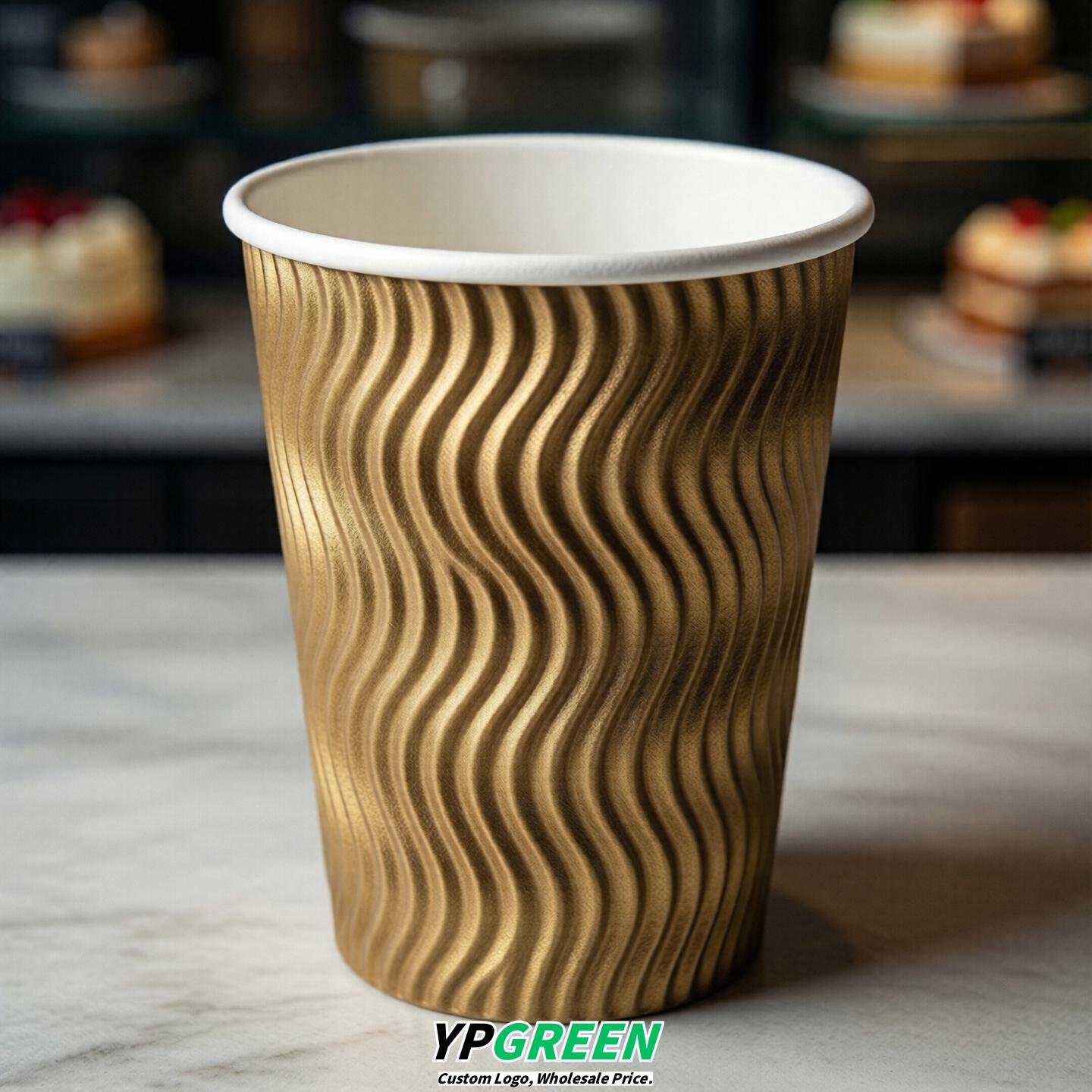 Gold Embossed Paper Cups 10oz/12oz/16oz/20oz/22oz