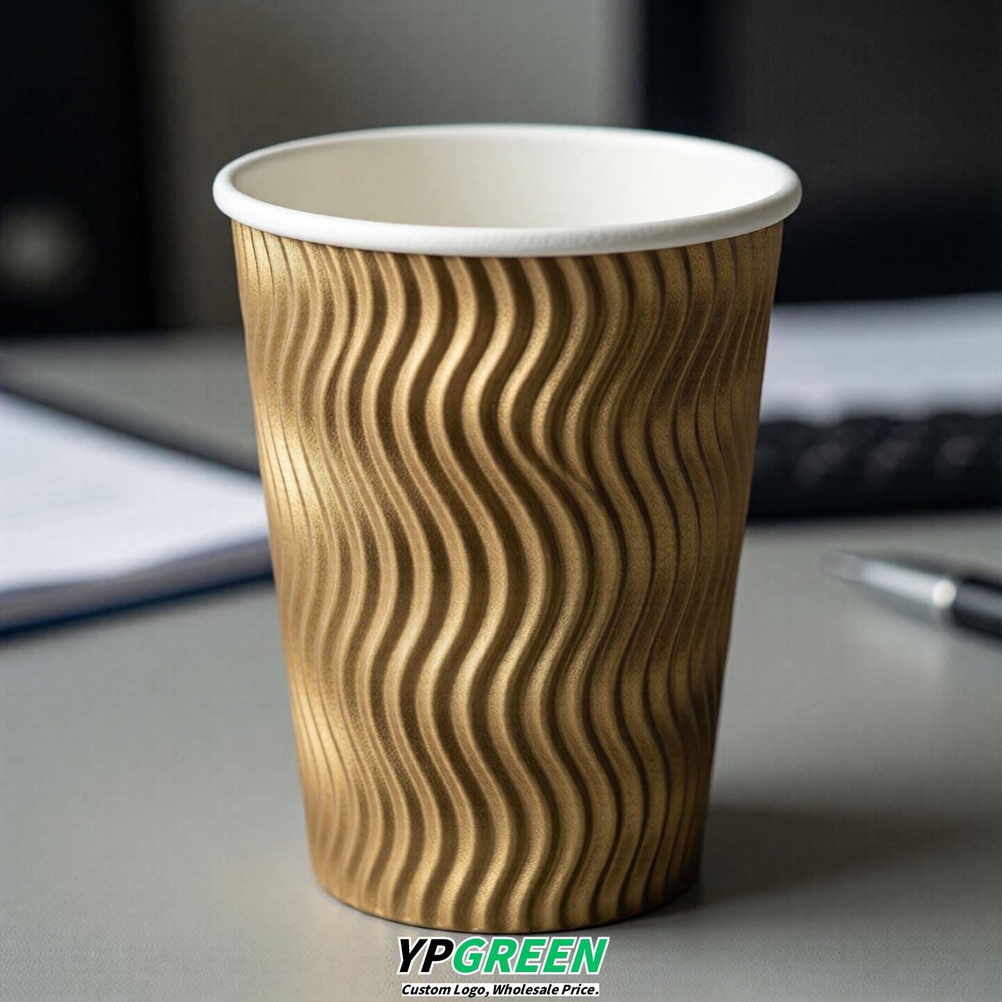 Gold Embossed Paper Cups 10oz/12oz/16oz/20oz/22oz