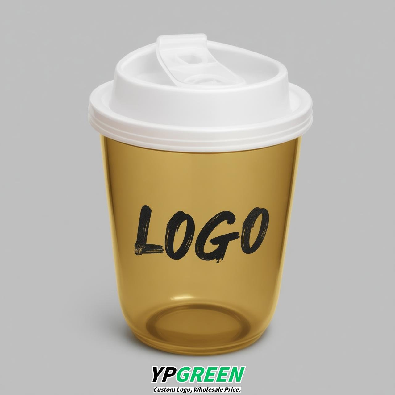Gold U Shape Cups with Lid - Custom Logo PP & PET Plastic Disposable