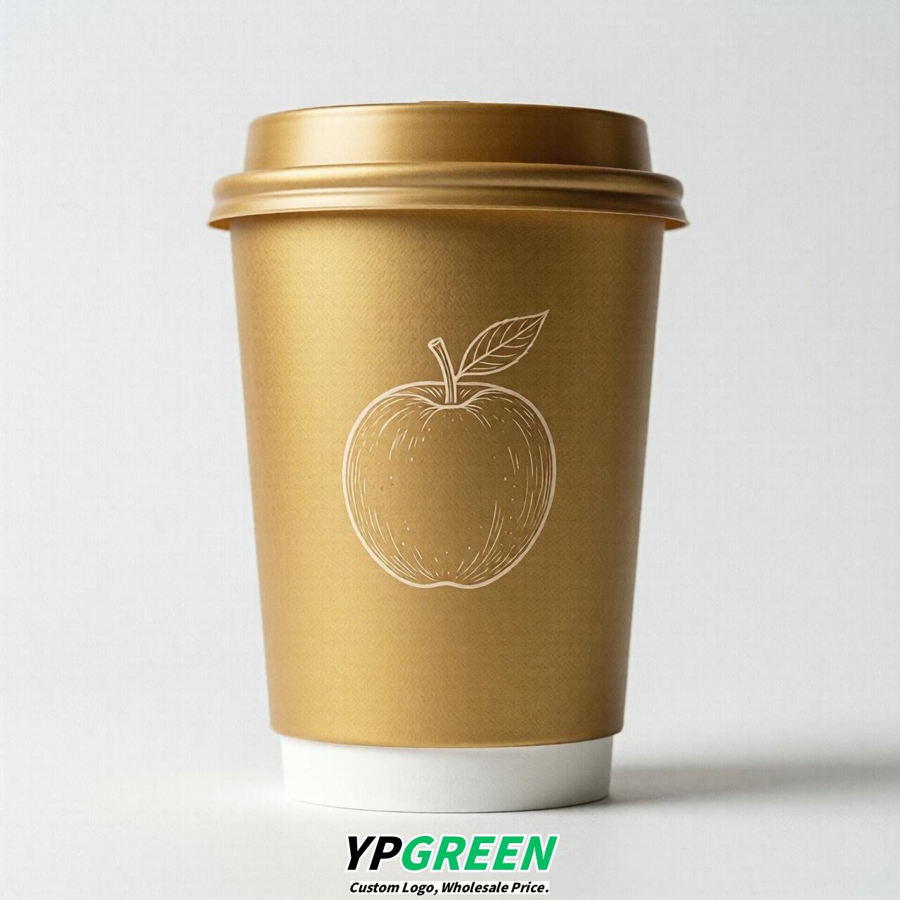 Gold Fruits Paper Cups with Lids 8-24oz