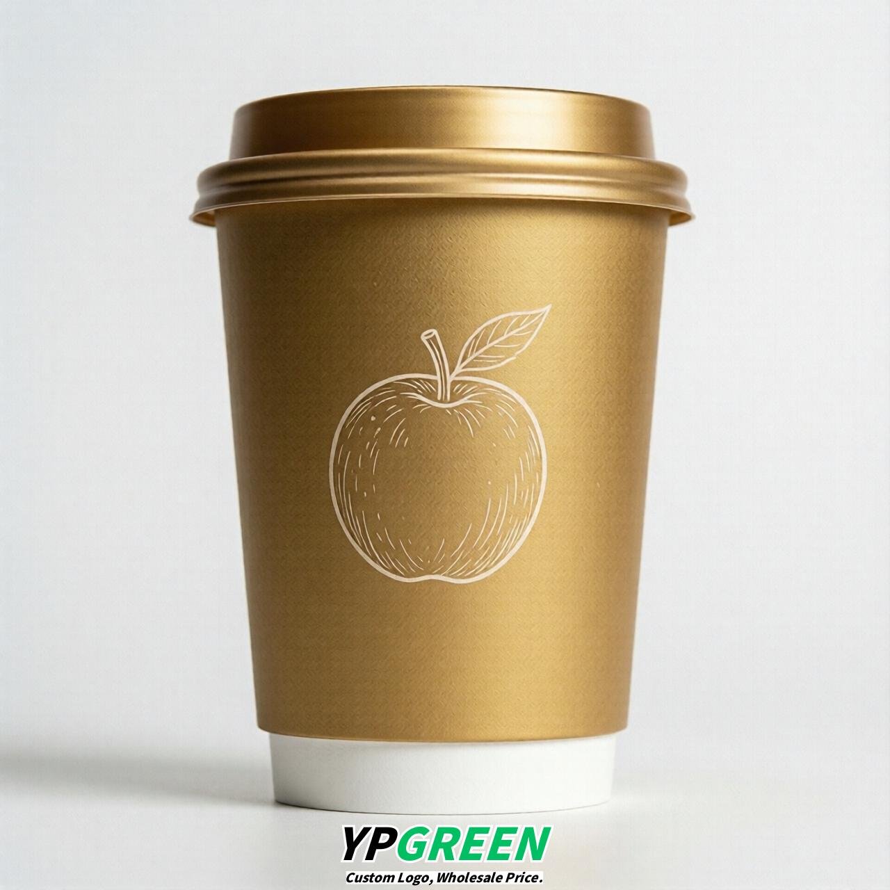 Gold Fruits Paper Cups with Lids 8-24oz