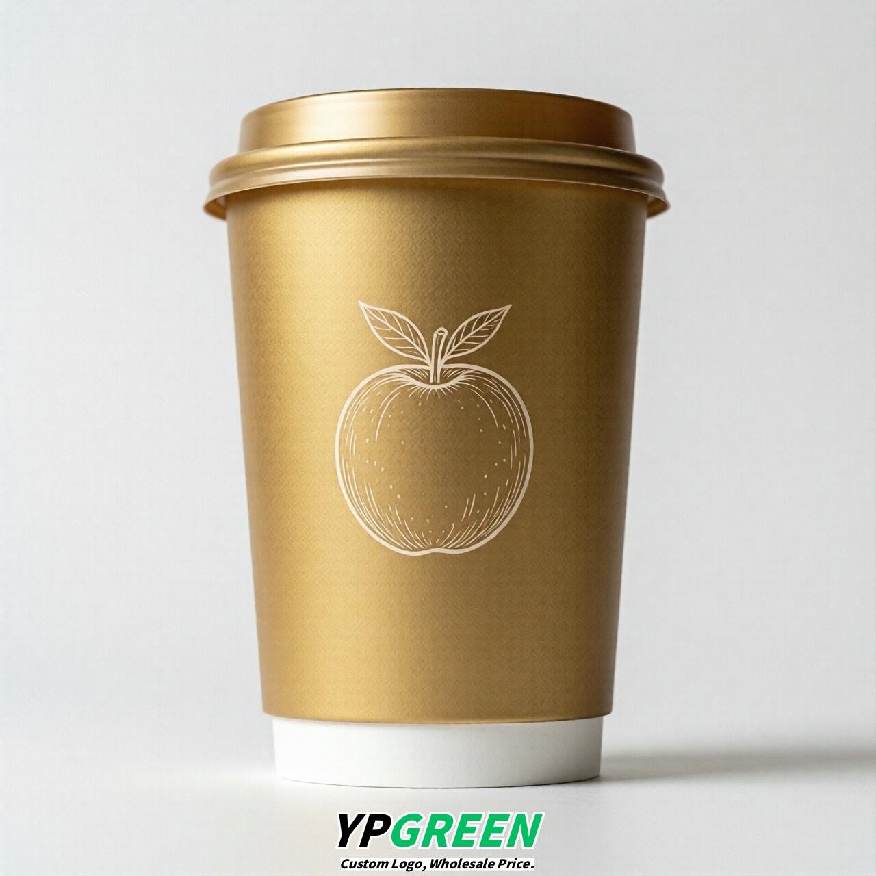 Gold Fruits Paper Cups with Lids 8-24oz