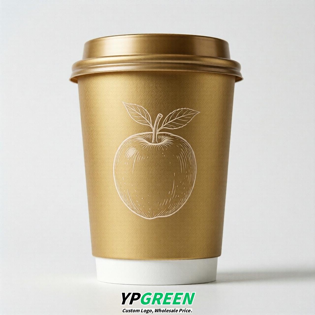 Gold Fruits Paper Cups with Lids 8-24oz