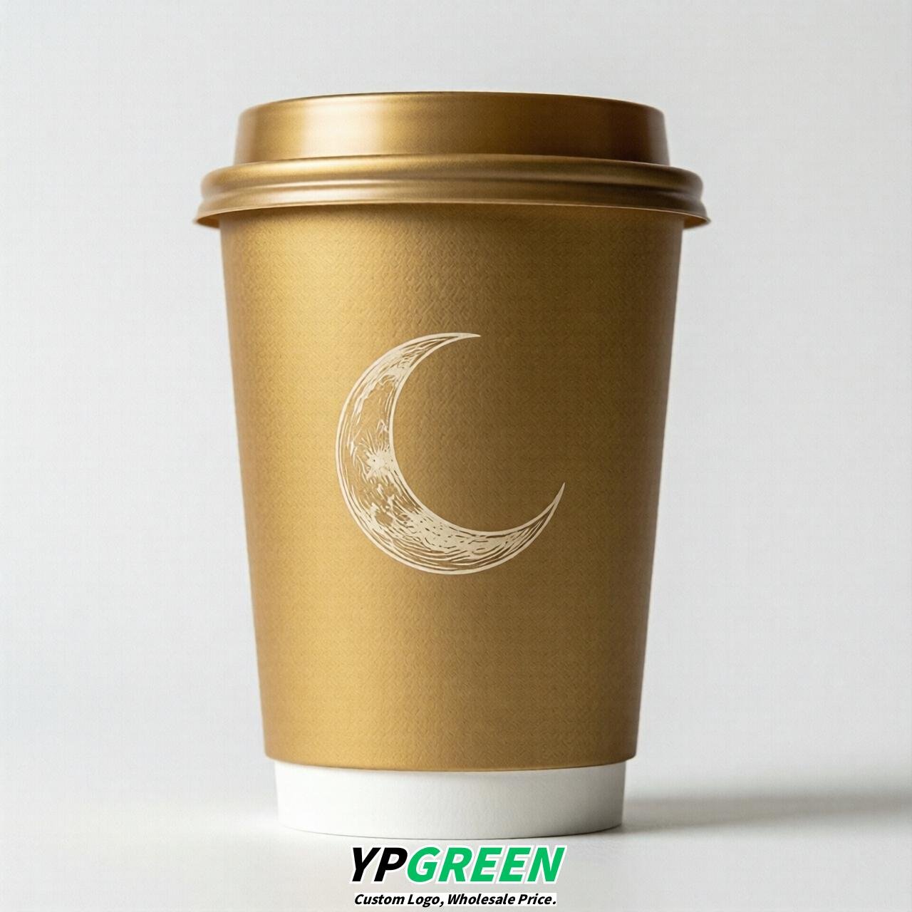 Gold Moon Paper Cups with Lids 8-24oz