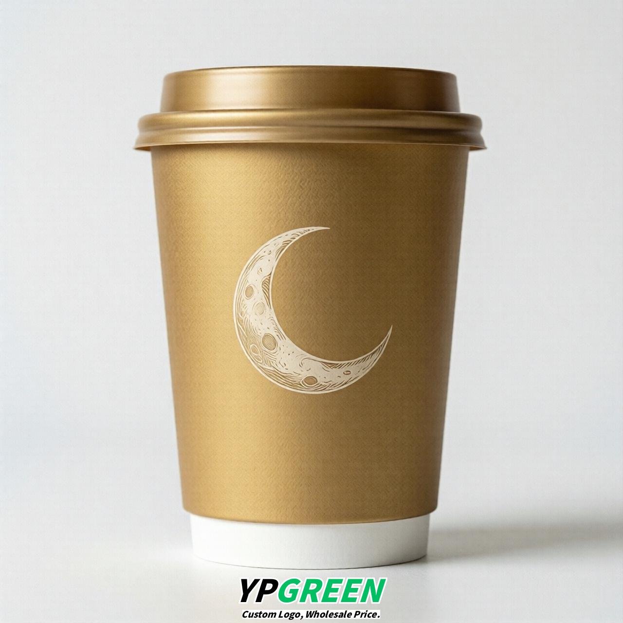 Gold Moon Paper Cups with Lids 8-24oz