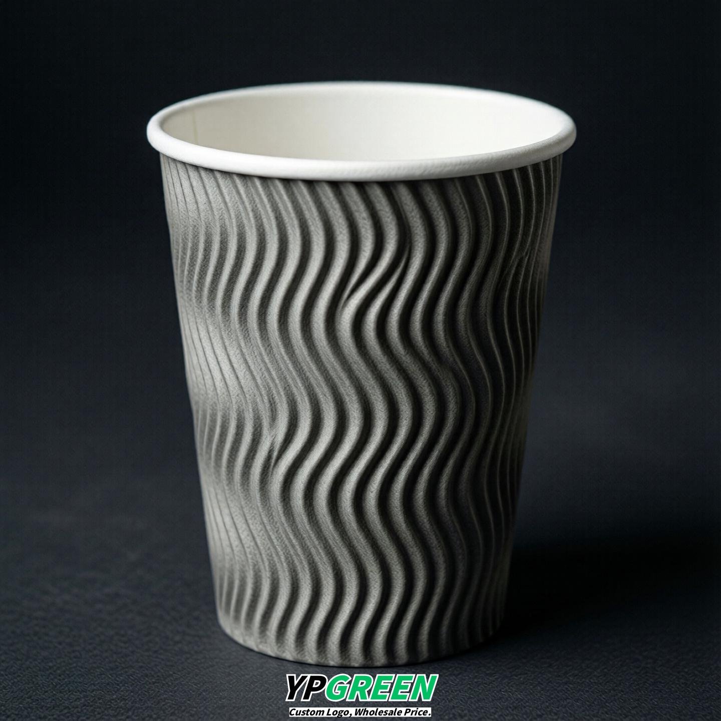 Gray Embossed Paper Cups 10oz/12oz/16oz/20oz/22oz