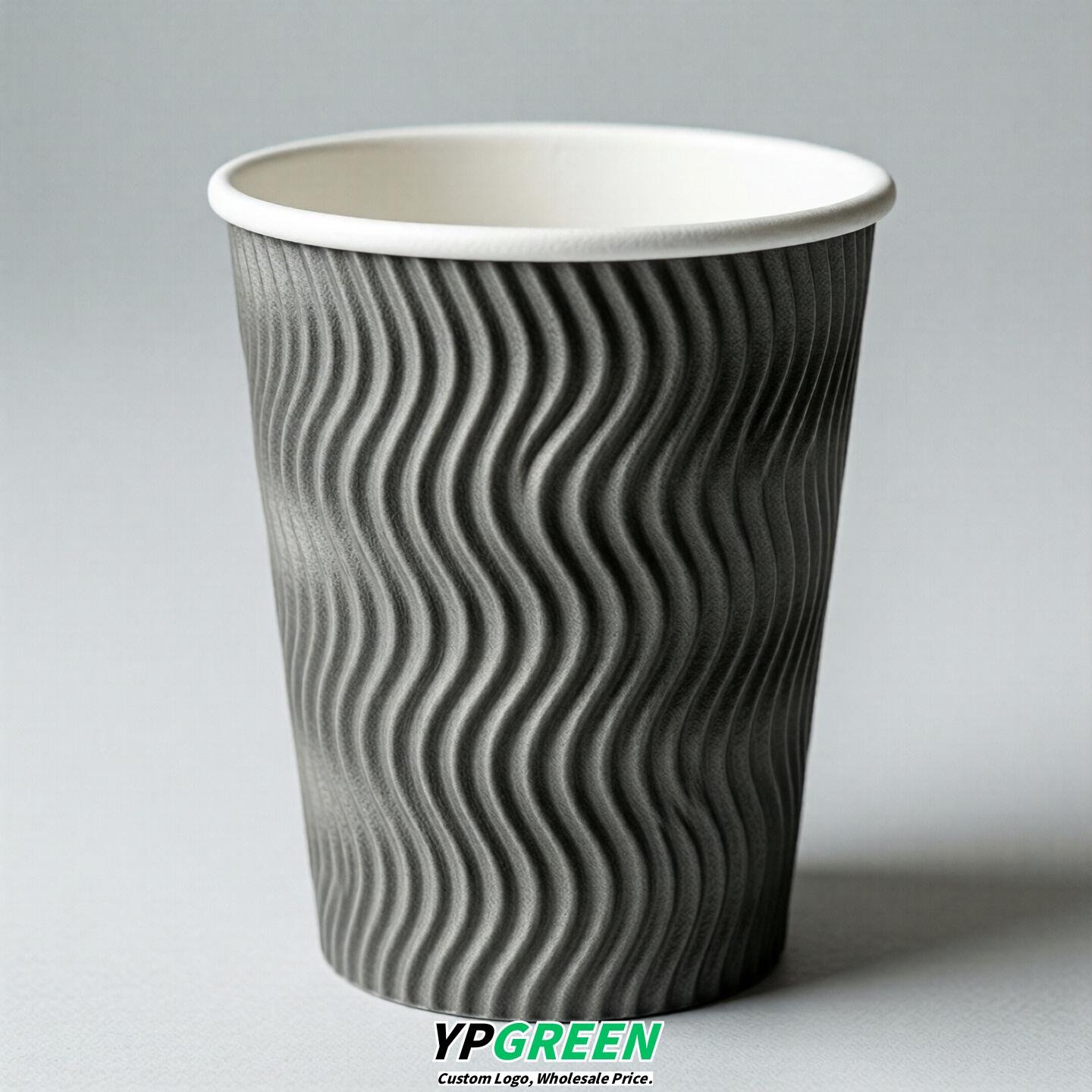 Gray Embossed Paper Cups 10oz/12oz/16oz/20oz/22oz