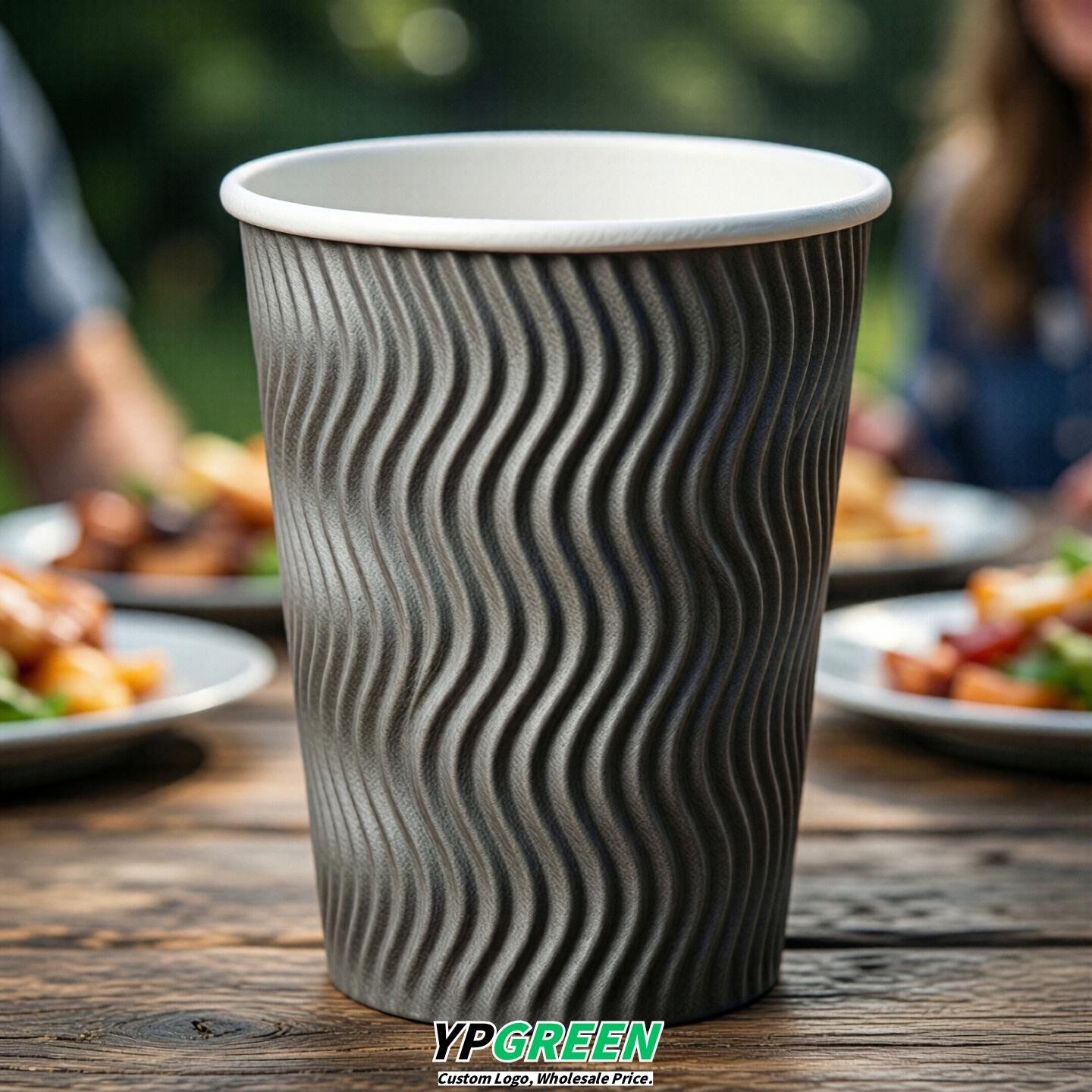 Gray Embossed Paper Cups 10oz/12oz/16oz/20oz/22oz
