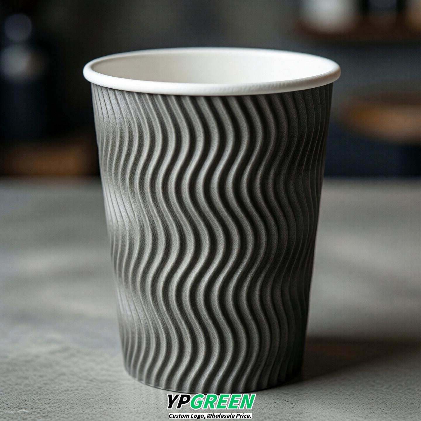 Gray Embossed Paper Cups 10oz/12oz/16oz/20oz/22oz