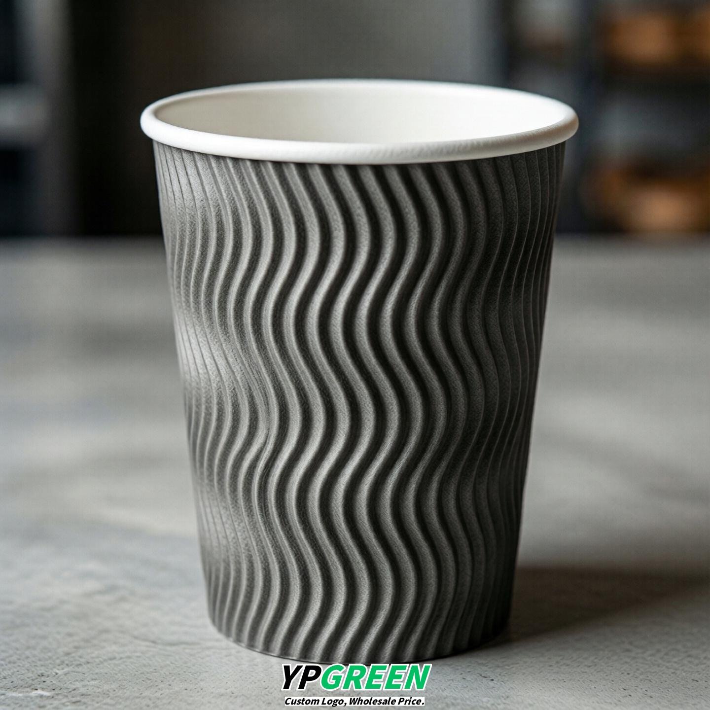 Gray Embossed Paper Cups 10oz/12oz/16oz/20oz/22oz