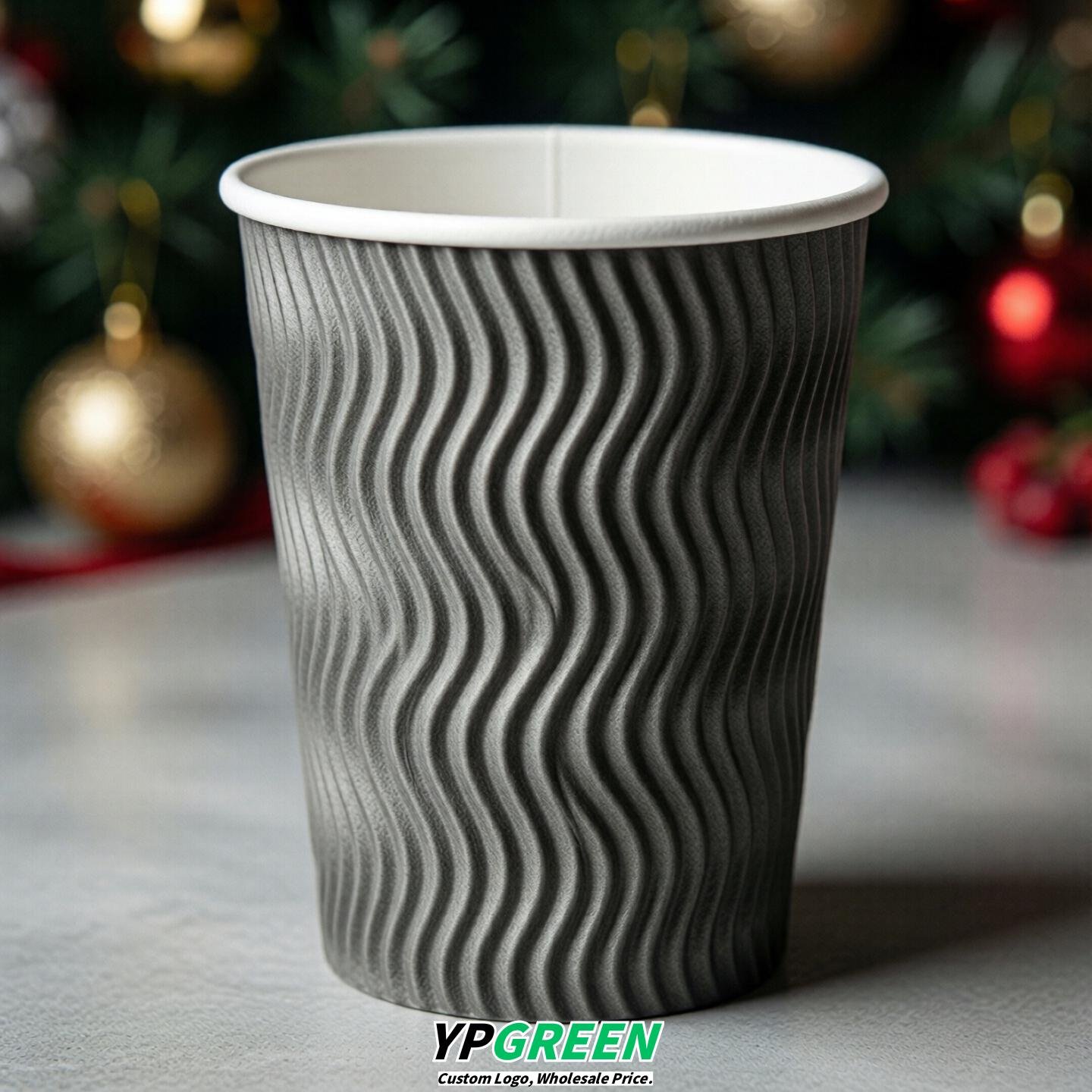 Gray Embossed Paper Cups 10oz/12oz/16oz/20oz/22oz