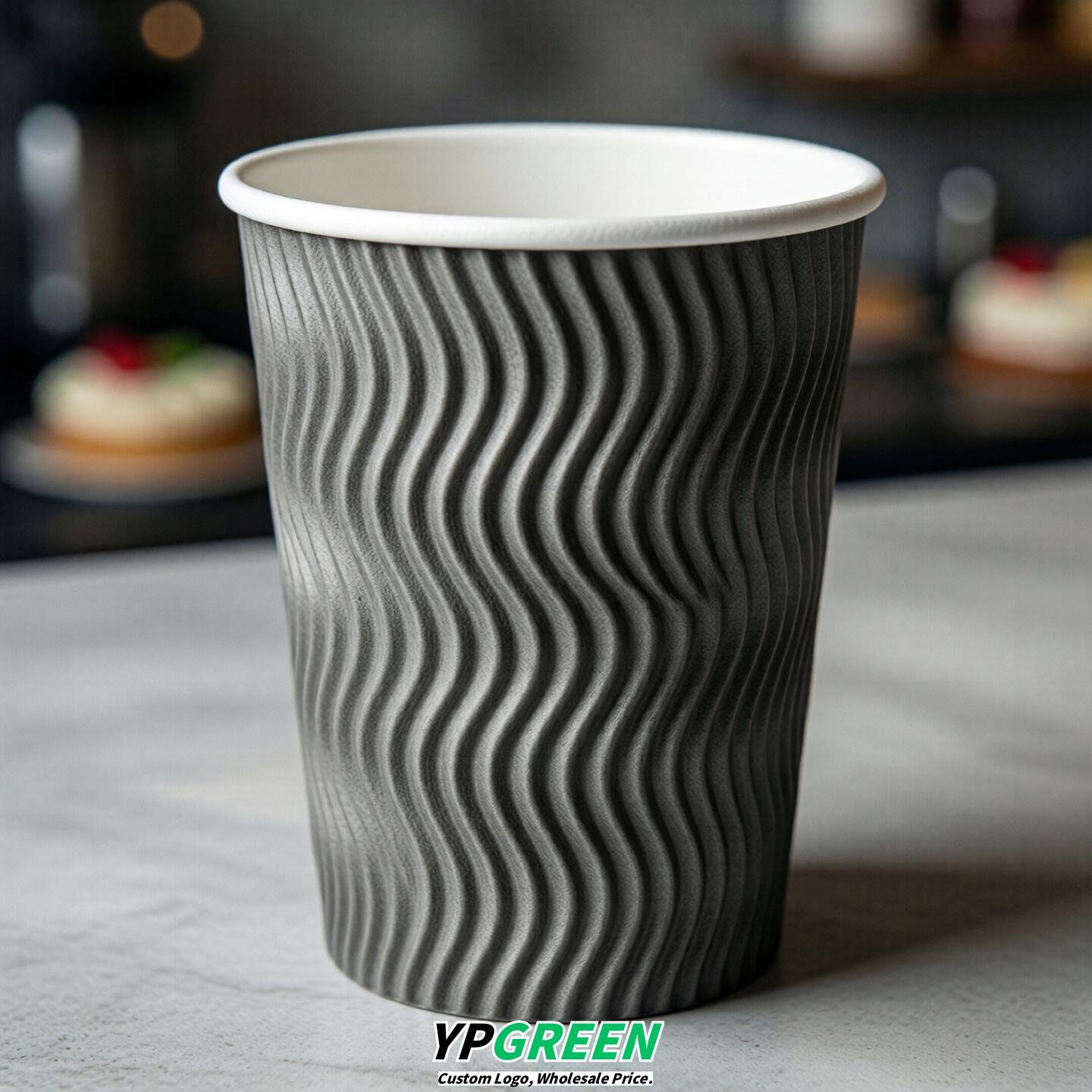 Gray Embossed Paper Cups 10oz/12oz/16oz/20oz/22oz