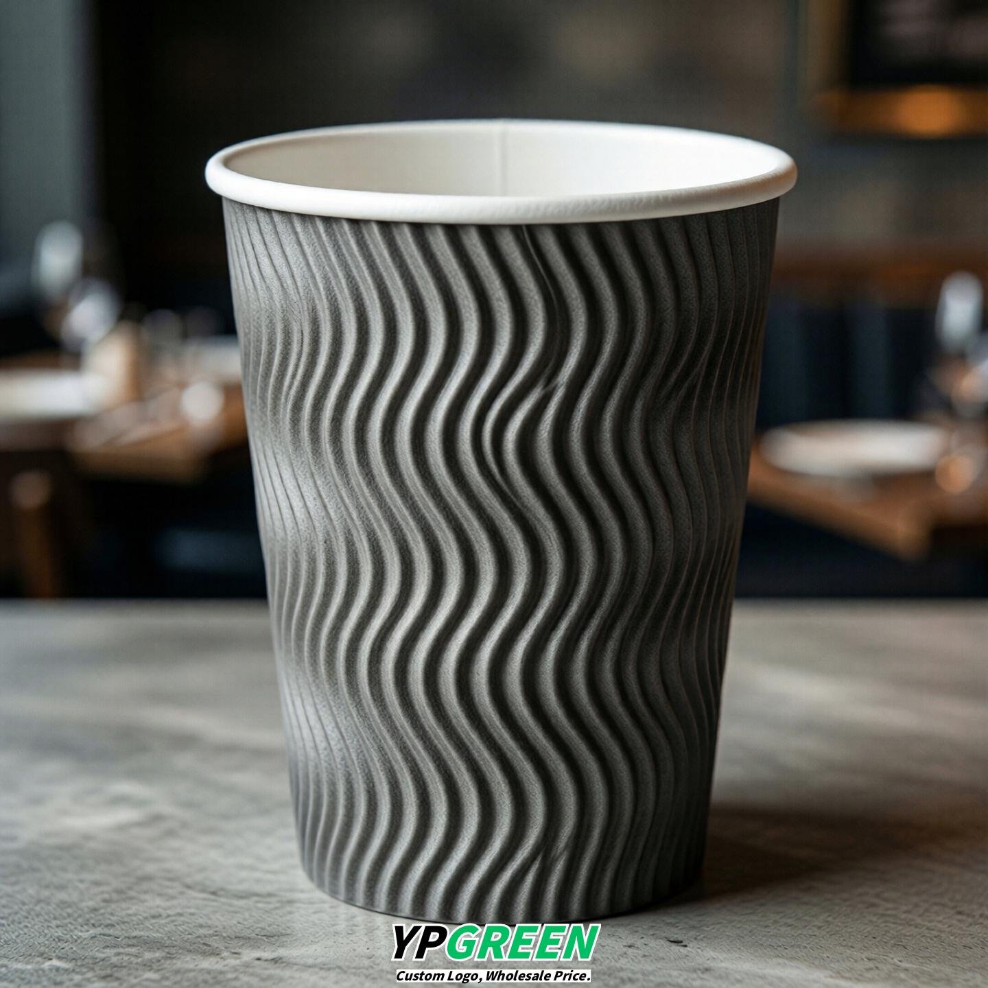 Gray Embossed Paper Cups 10oz/12oz/16oz/20oz/22oz