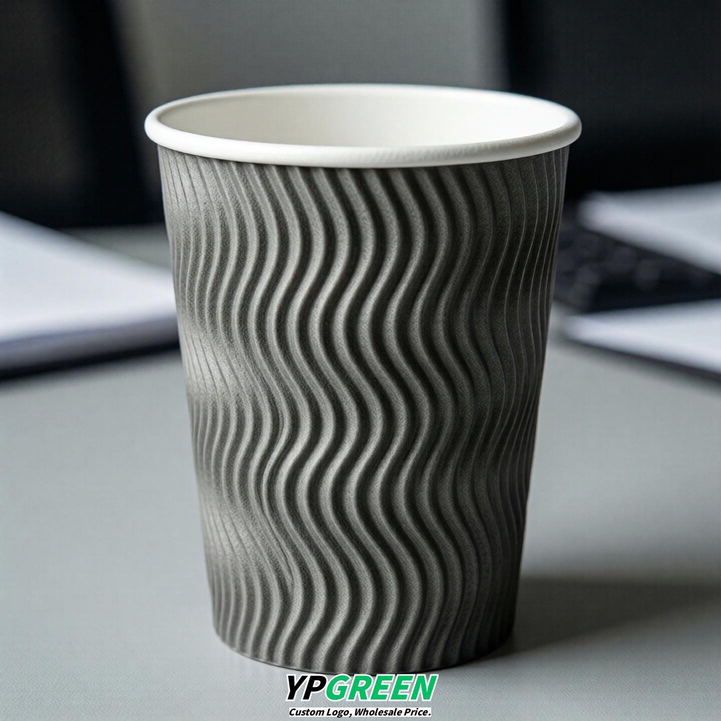 Gray Embossed Paper Cups 10oz/12oz/16oz/20oz/22oz