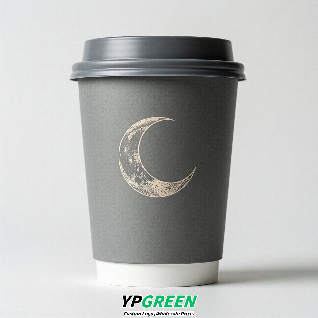 Gray Moon Paper Cups with Lids 8-24oz