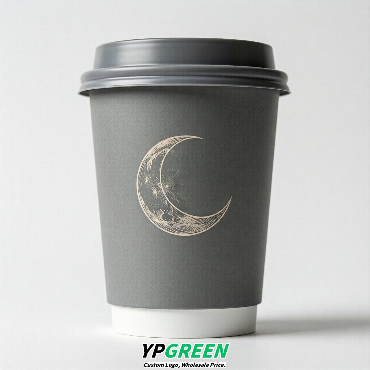 Gray Moon Paper Cups with Lids 8-24oz