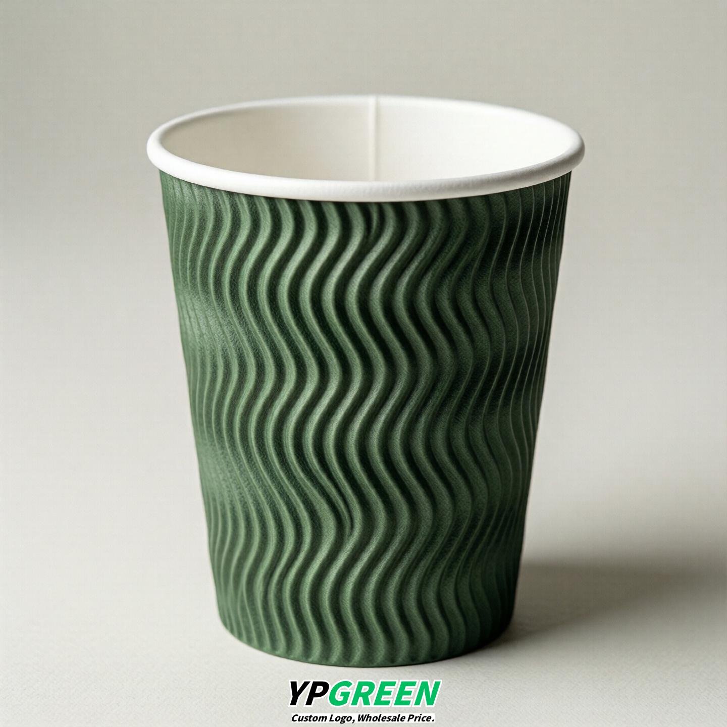 Green Embossed Paper Cups 10oz/12oz/16oz/20oz/22oz
