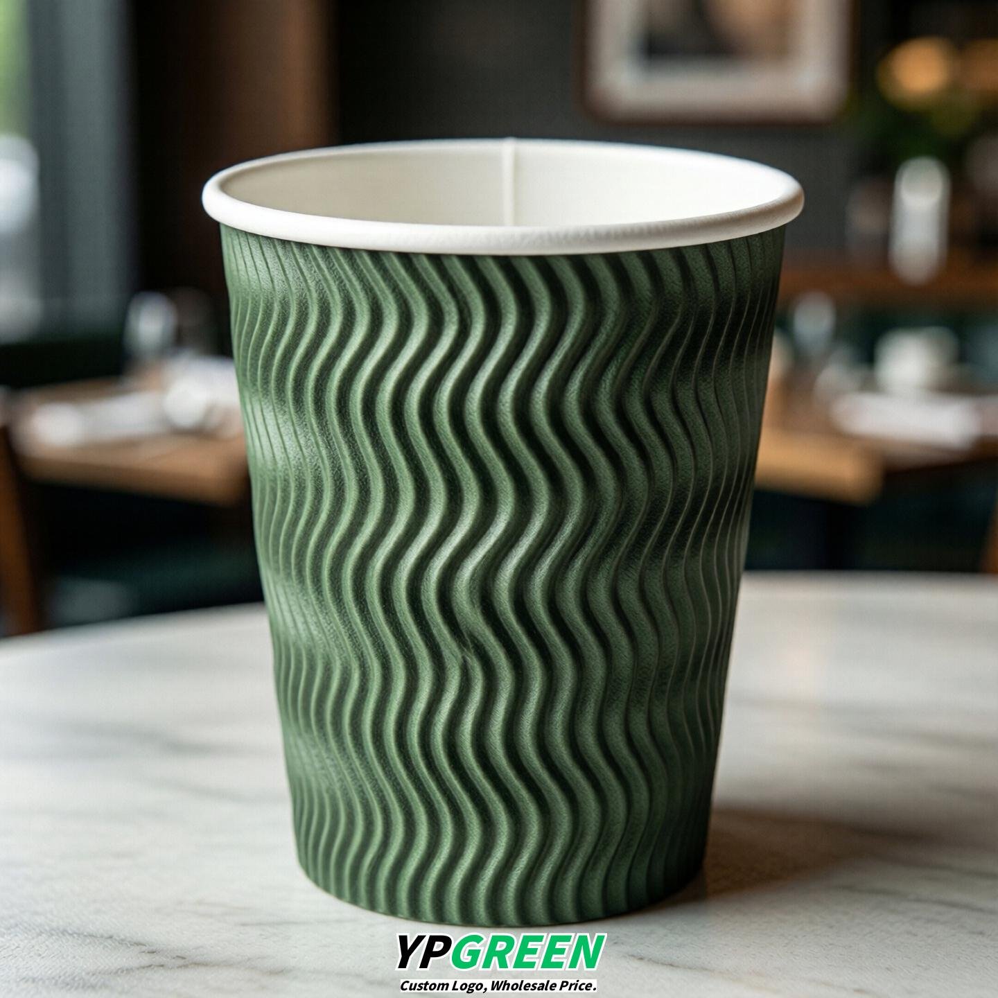 Green Embossed Paper Cups 10oz/12oz/16oz/20oz/22oz