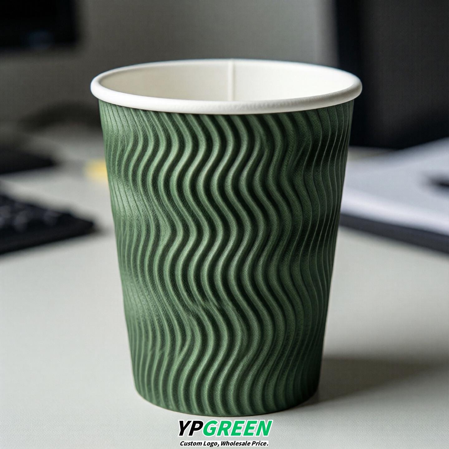 Green Embossed Paper Cups 10oz/12oz/16oz/20oz/22oz Green Embossed Paper Cups 10oz/12oz/16oz/20oz/22oz