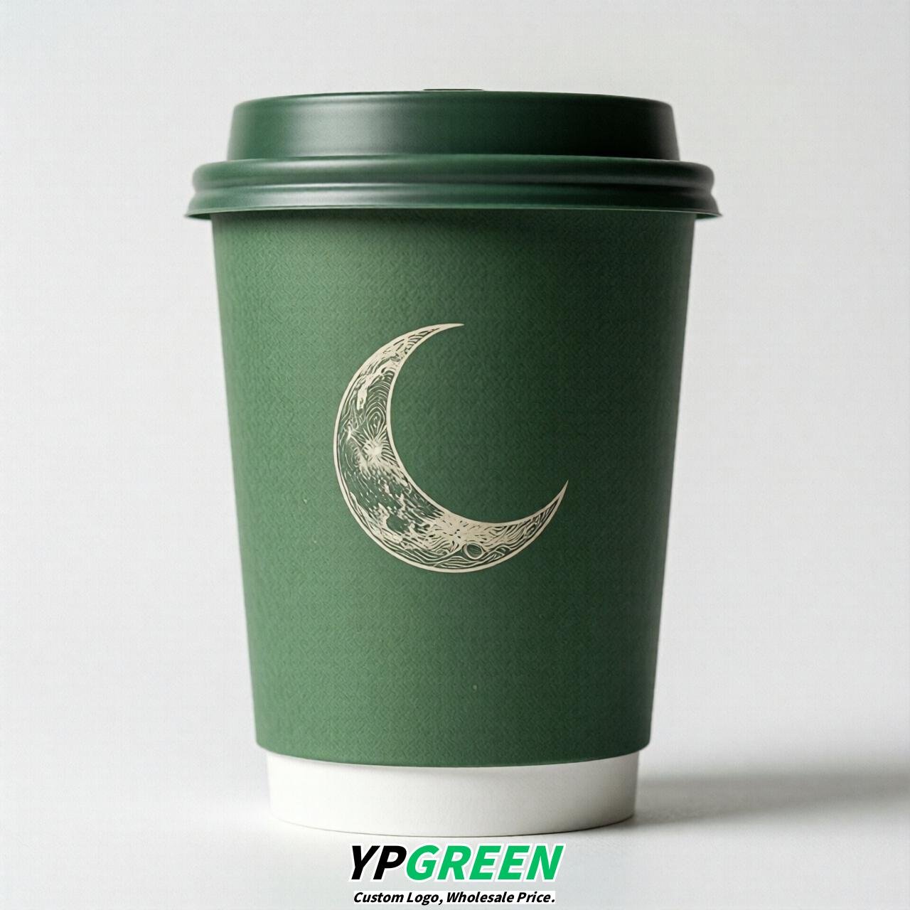 Green Moon Paper Cups with Lids 8-24oz