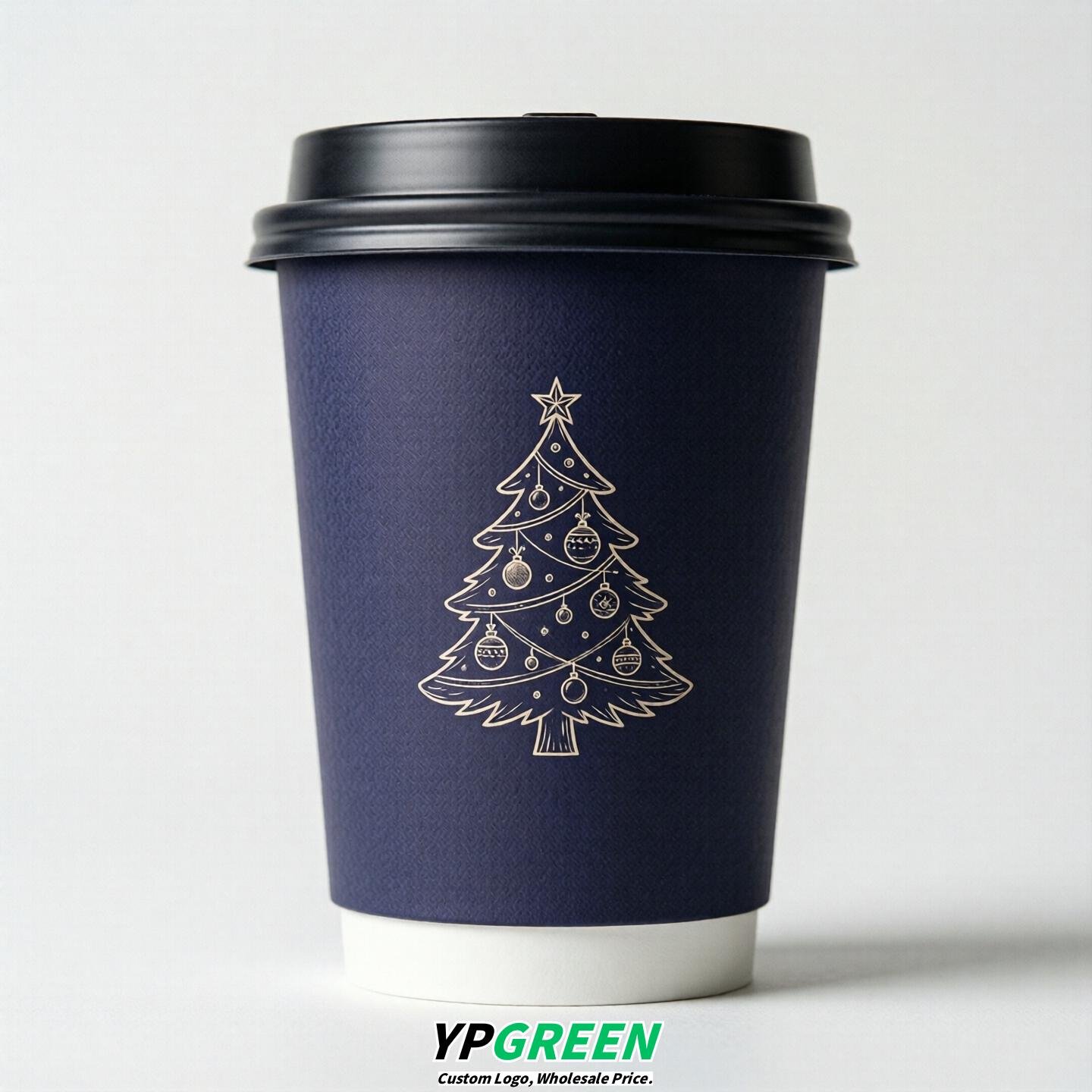 Indigo Paper Cups with Christmas Design 8-24oz