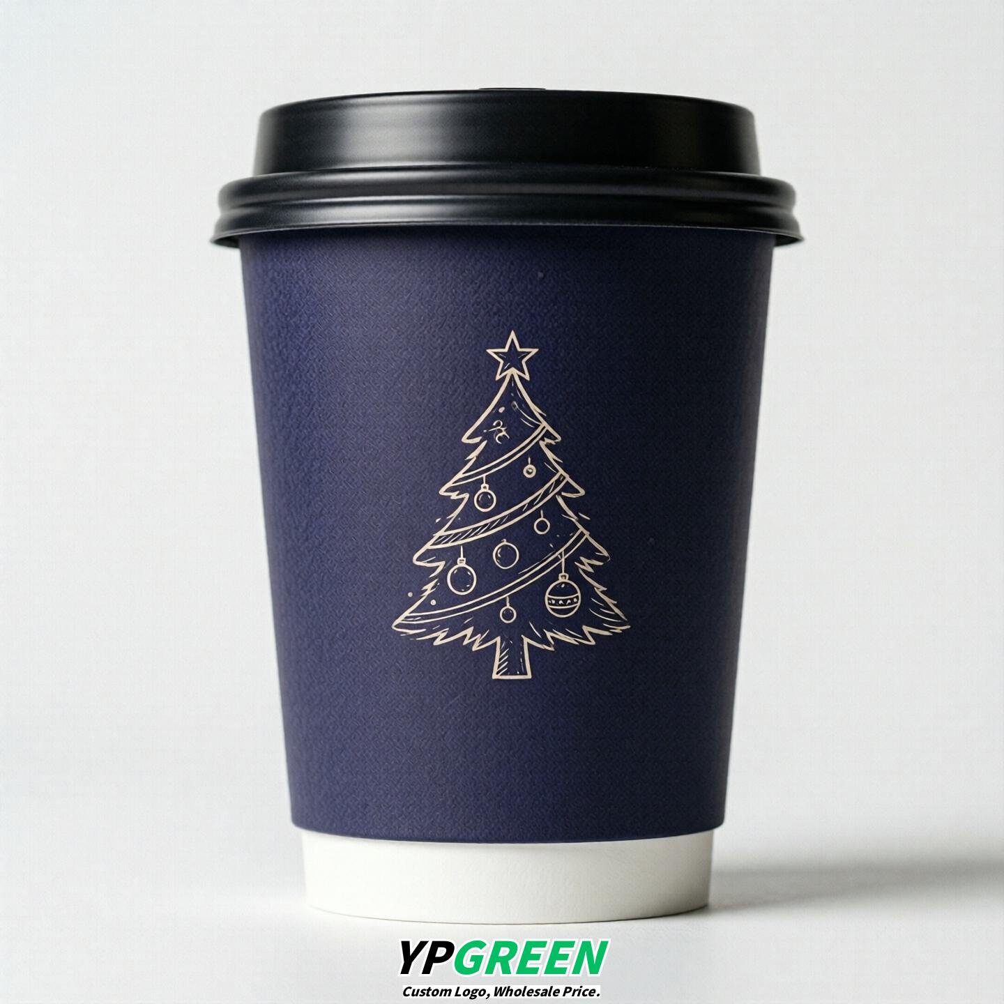Indigo Paper Cups with Christmas Design 8-24oz
