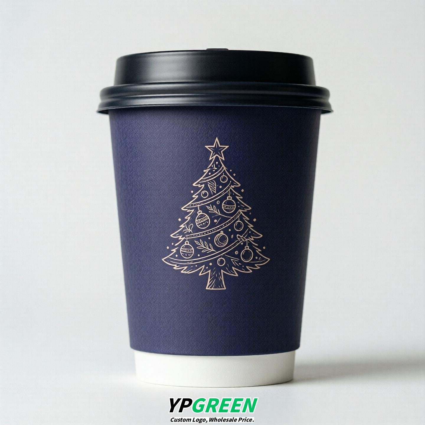 Indigo Paper Cups with Christmas Design 8-24oz