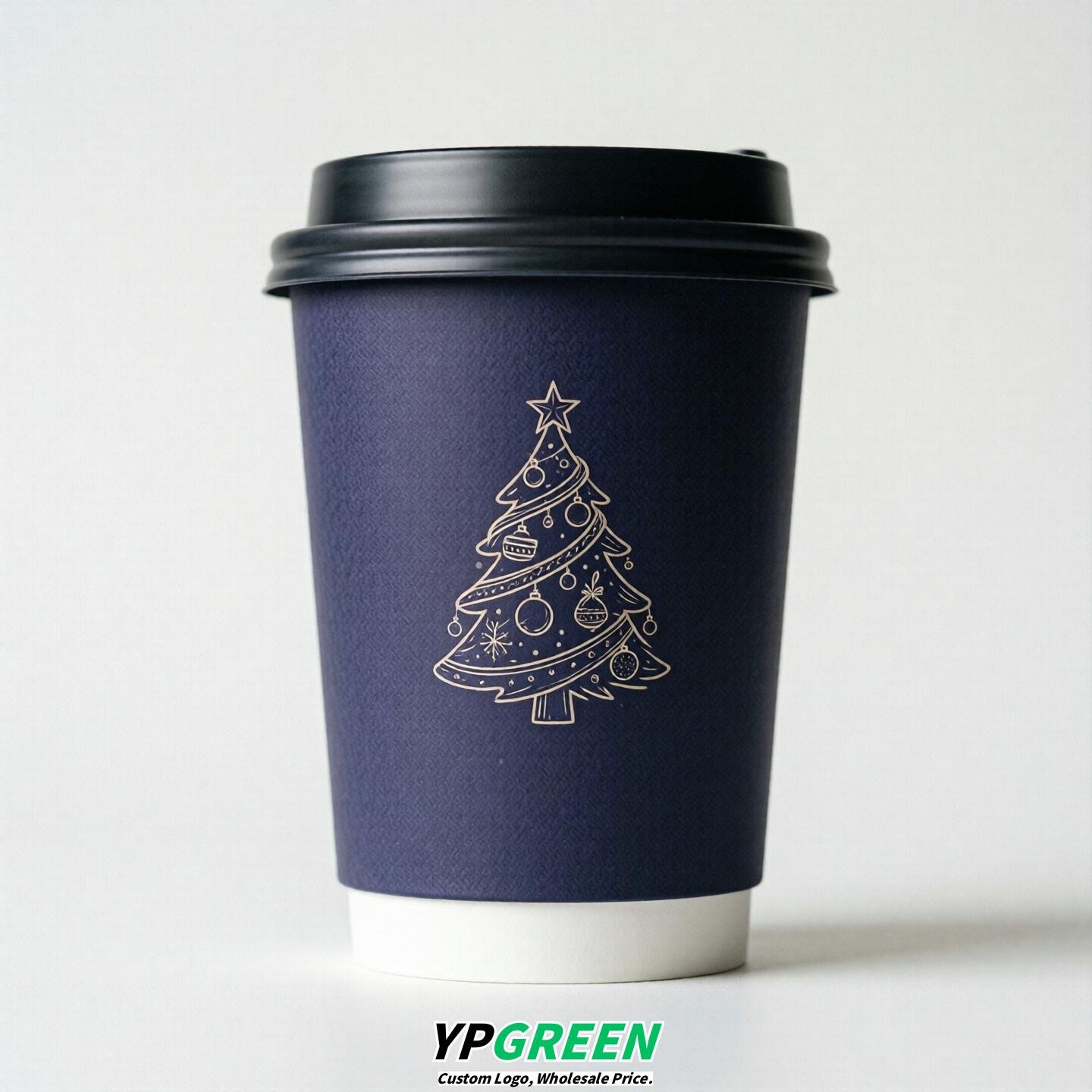 Indigo Paper Cups with Christmas Design 8-24oz
