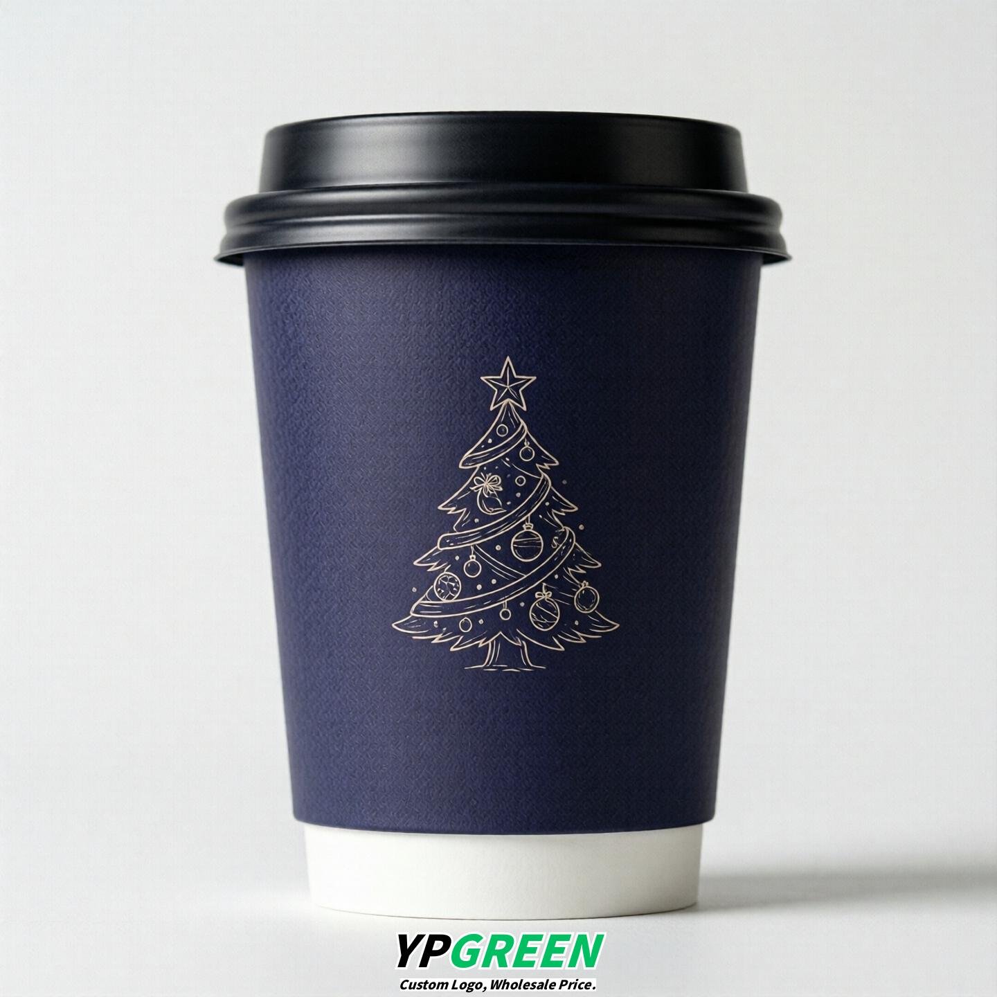 Indigo Paper Cups with Christmas Design 8-24oz